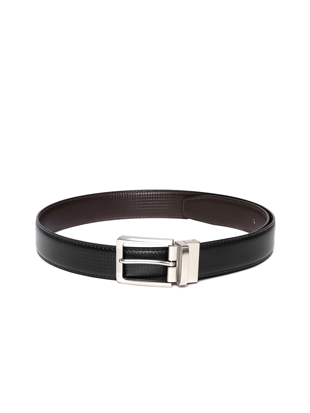 

Ultimo Men Black & Coffee Brown Checked Reversible Formal Belt