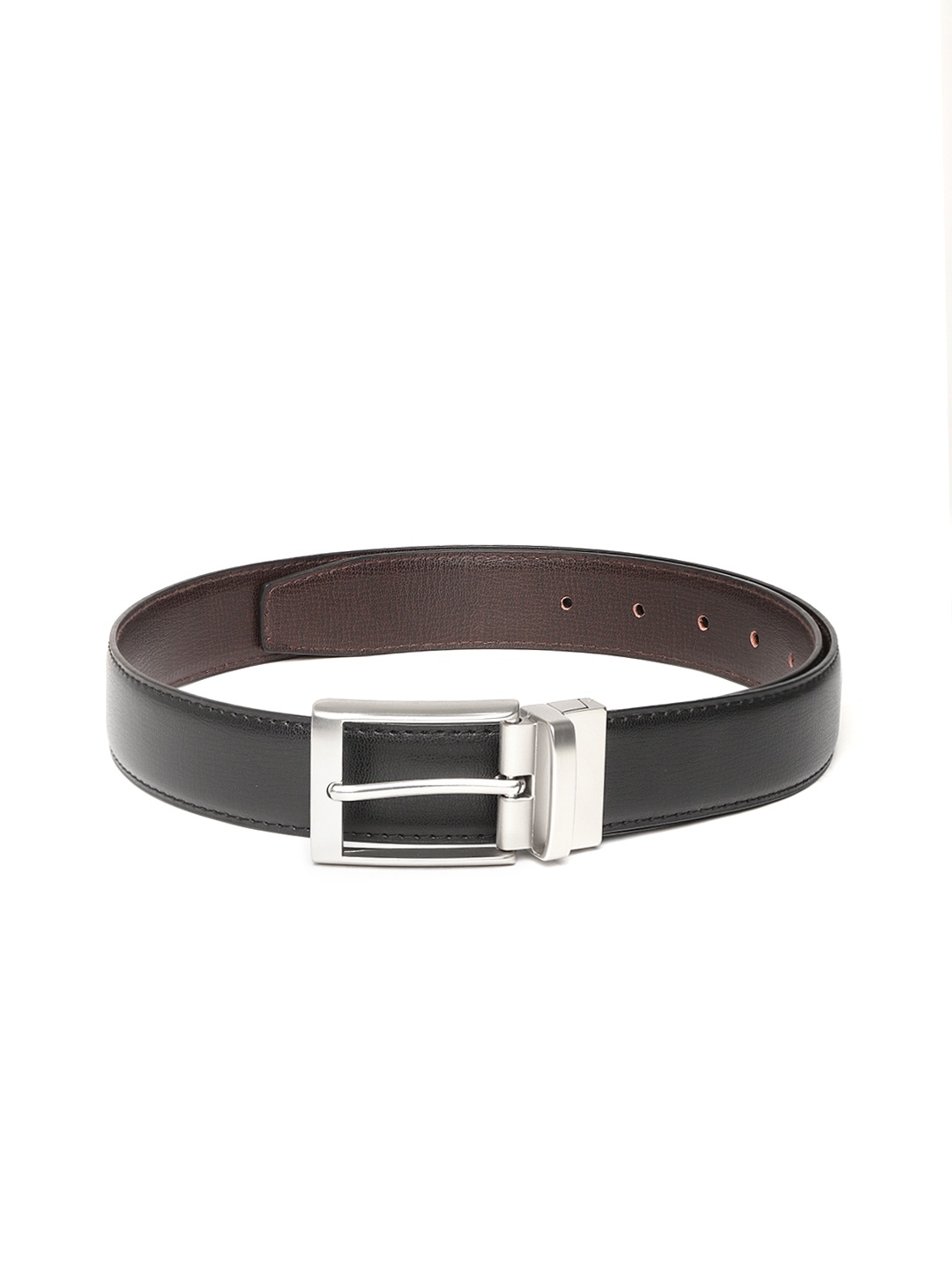 

Ultimo Men Black & Coffee Brown Solid Reversible Belt