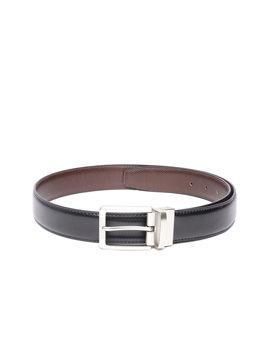 

Ultimo Men Black & Coffee Brown Textured Reversible Formal Belt