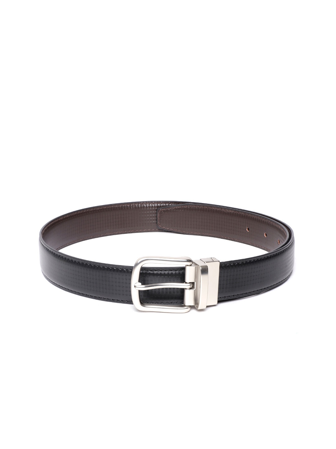 

Ultimo Men Black & Coffee Brown Checked Reversible Formal Belt