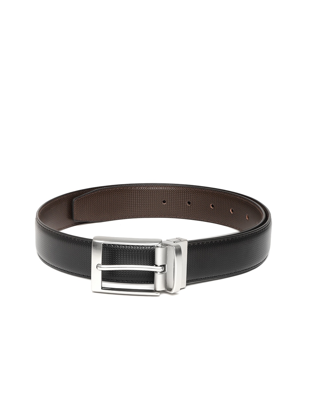 

Ultimo Men Black & Coffee Brown Textured Reversible Formal Belt