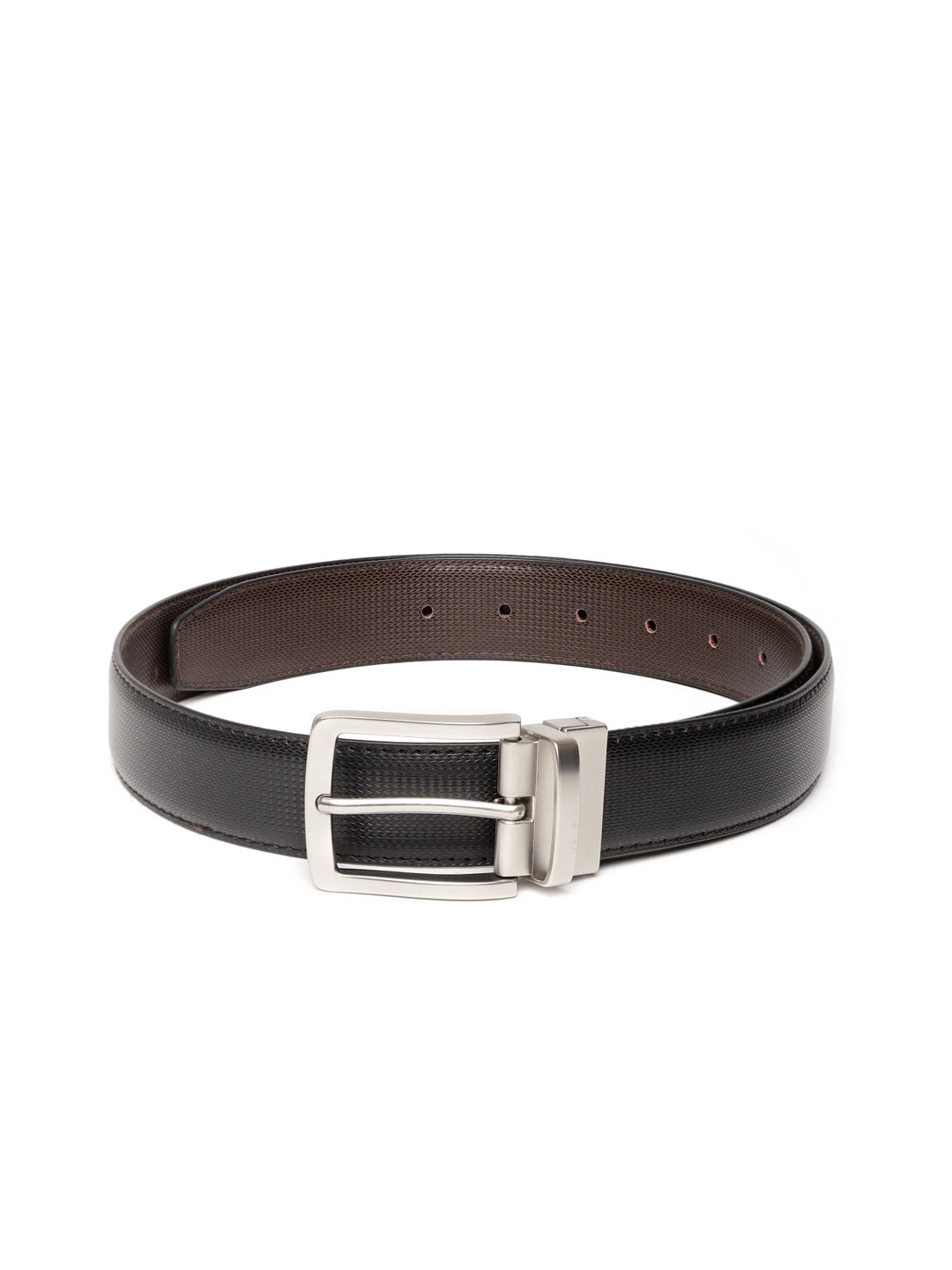

Ultimo Men Black & Coffee Brown Textured Reversible Formal Belt