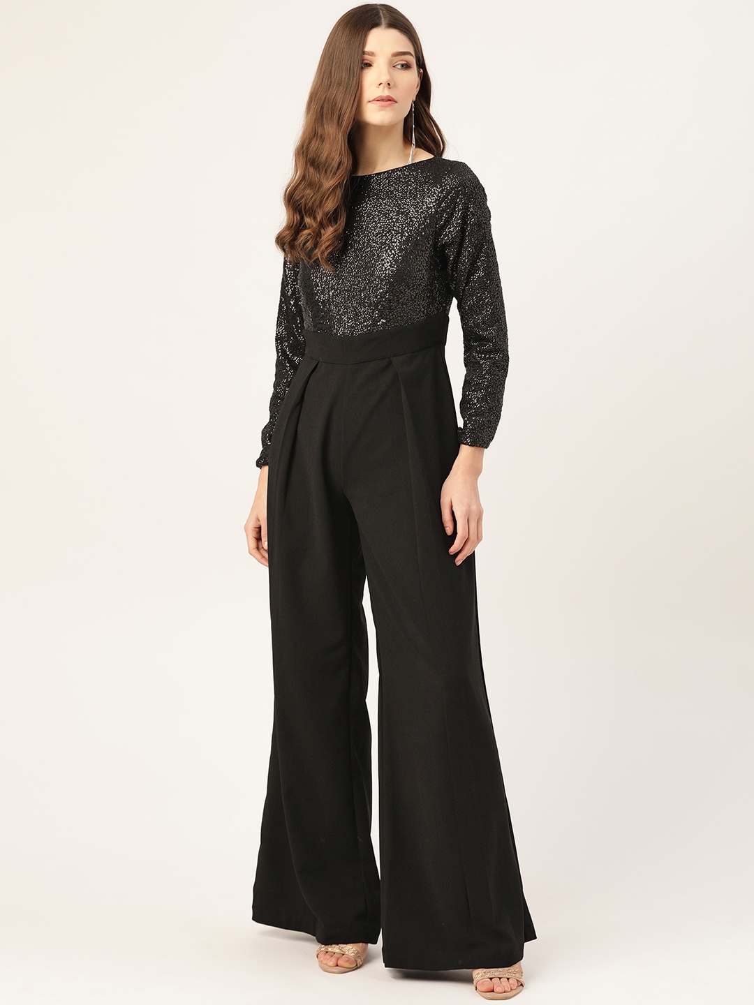 

DODO & MOA Women Black Sequinned Bodice Solid Jumpsuit