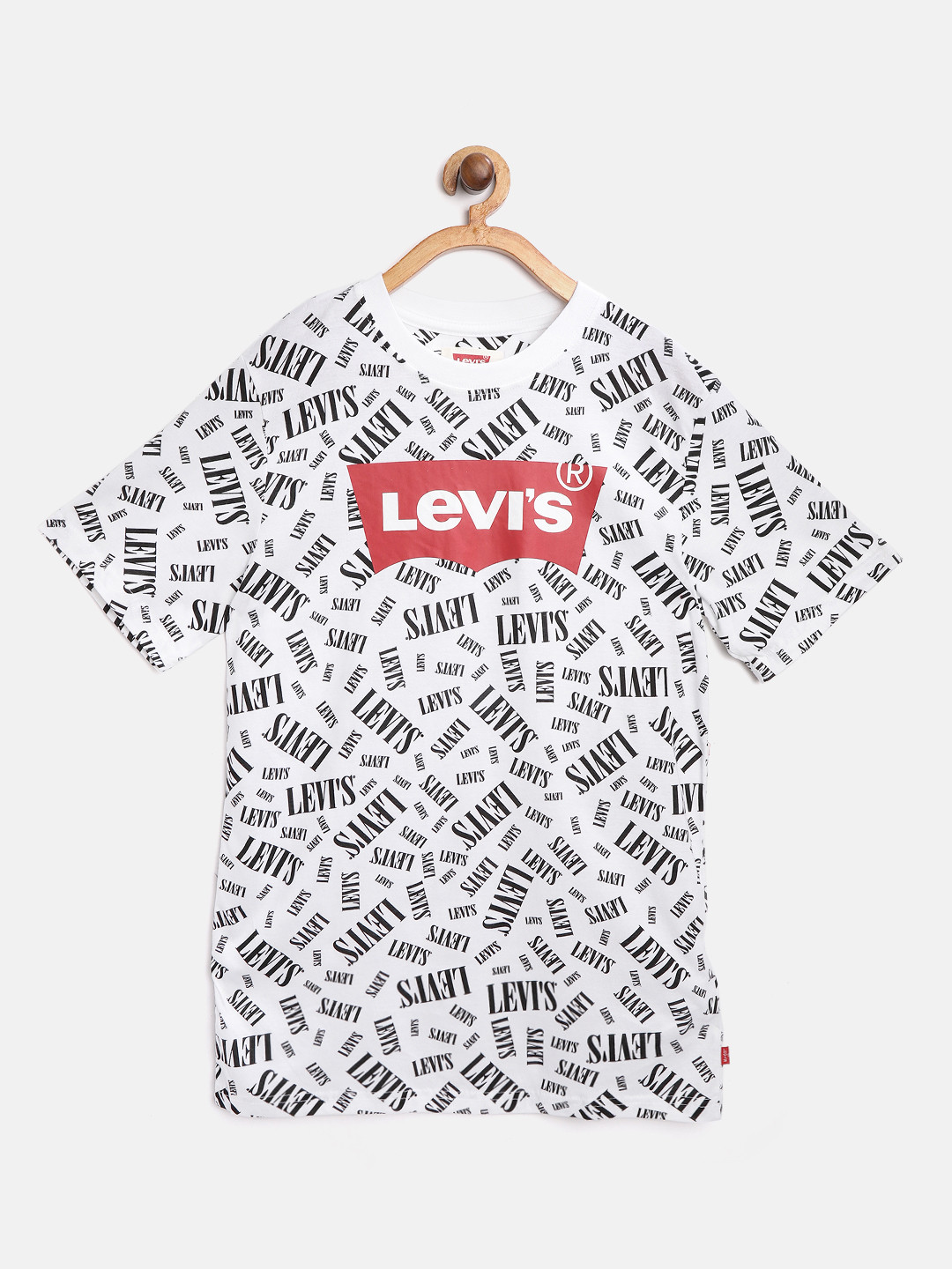 

Levis Boys White & Black Brand Logo Print Pure Cotton Round Neck T-shirt
