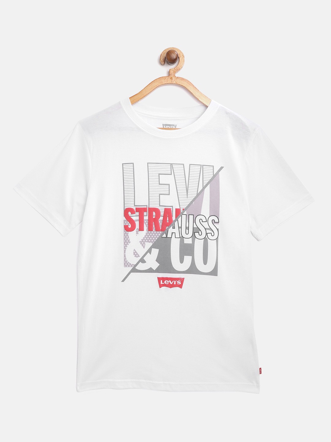 

Levis Boys White & Grey Brand Logo Print Pure Cotton Round Neck T-shirt