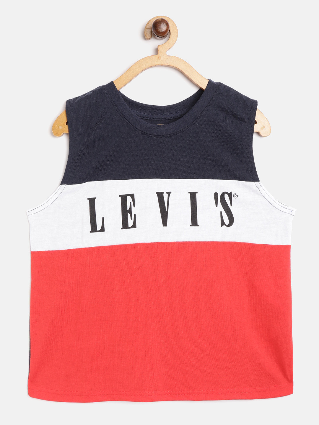 

Levis Girls Navy Blue & Red Colourblocked Round Neck T-shirt
