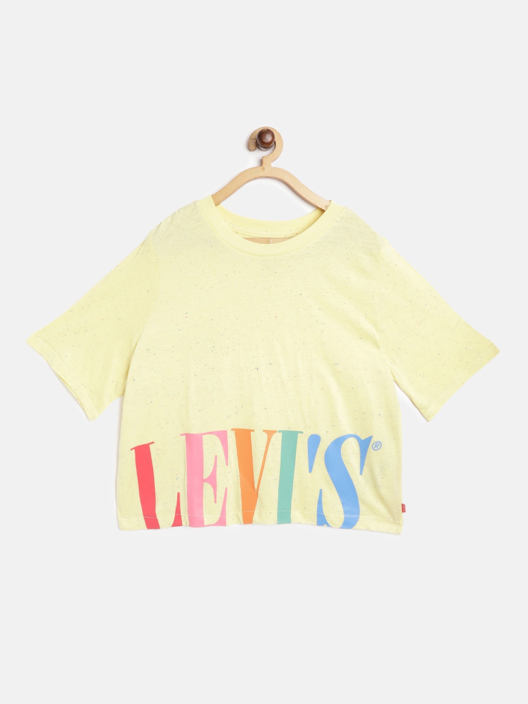 

Levis Girls Yellow Brand Logo Printed Round Neck Crop T-shirt