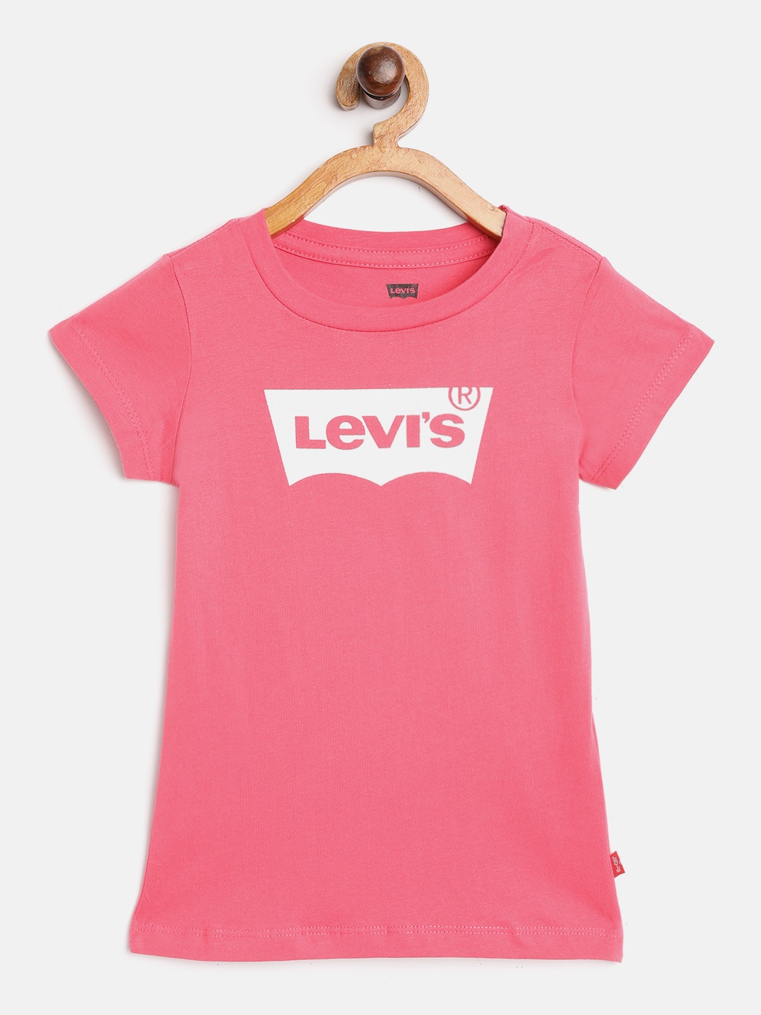 

Levis Girls Pink Pure Cotton Brand Logo Printed Round Neck Pure Cotton T-shirt