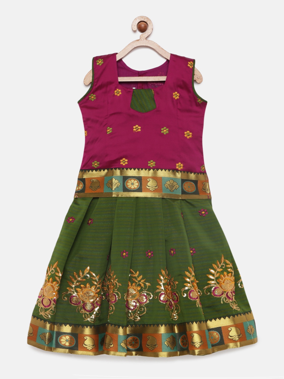 

Kanakadara Purple & Green Ready to Wear Pattu Pavadai