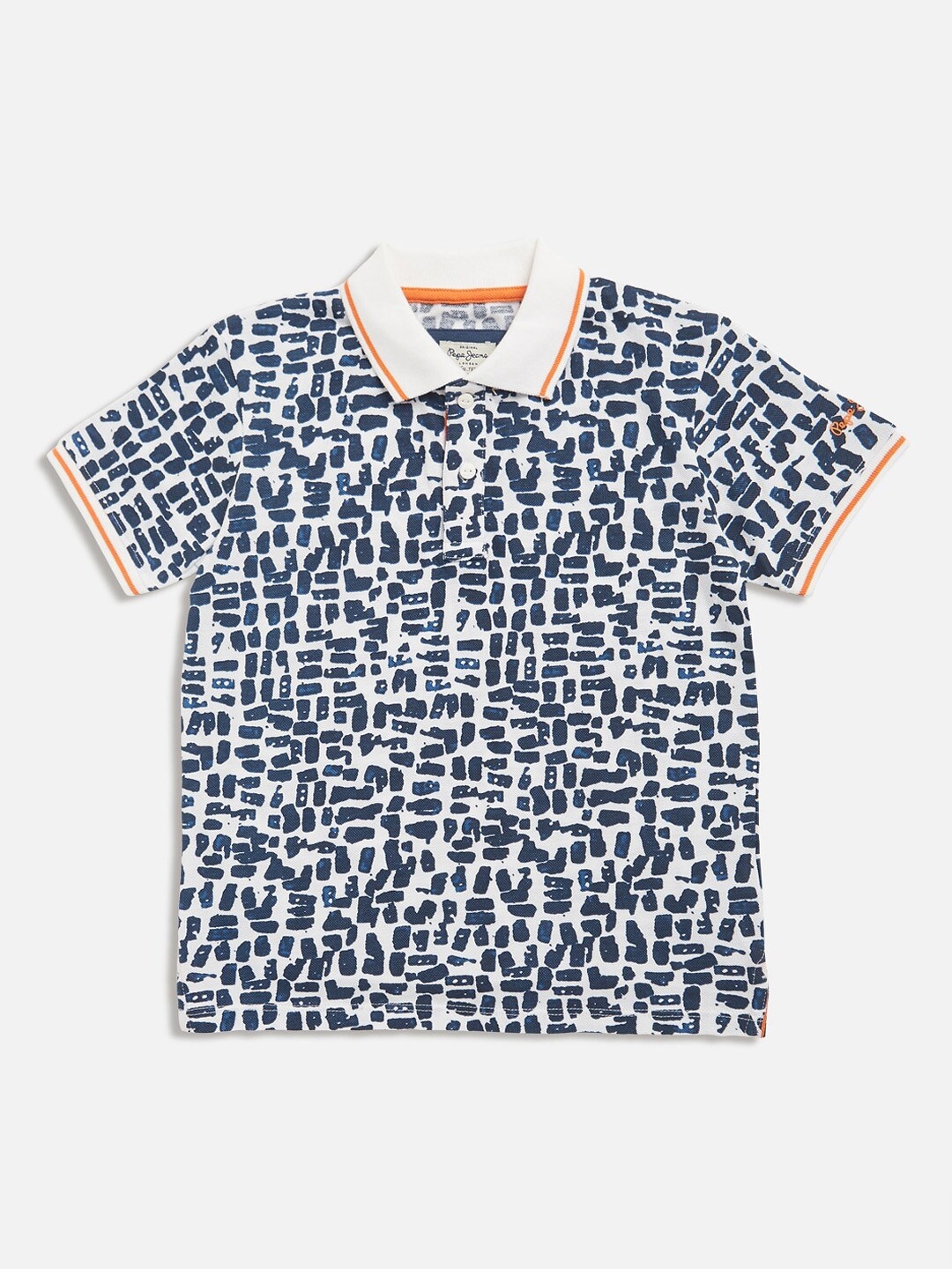 

Pepe Jeans Boys Blue Printed Polo Collar T-shirt