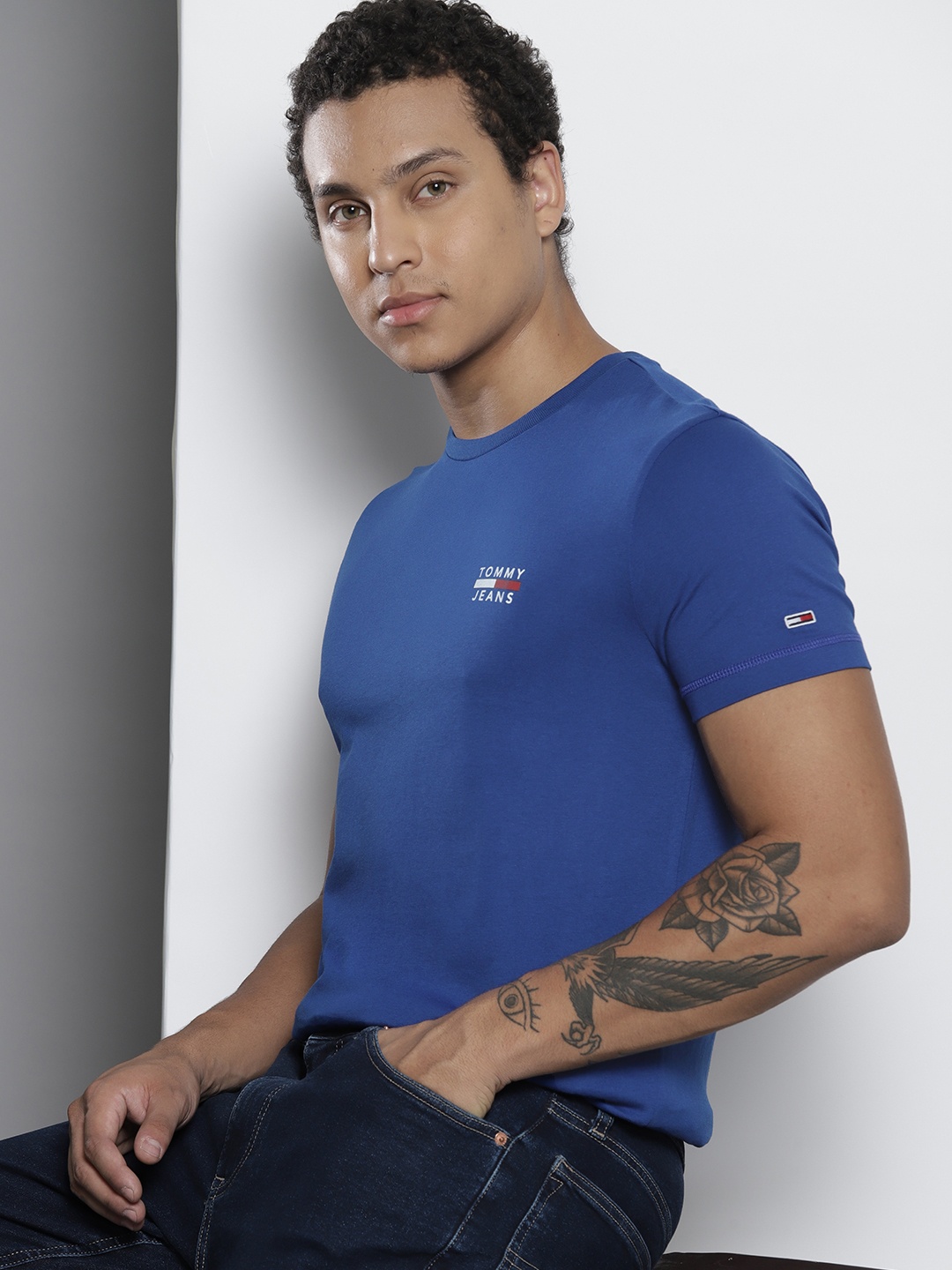 

Tommy Hilfiger Brand Logo Detail Pure Cotton T-shirt, Blue