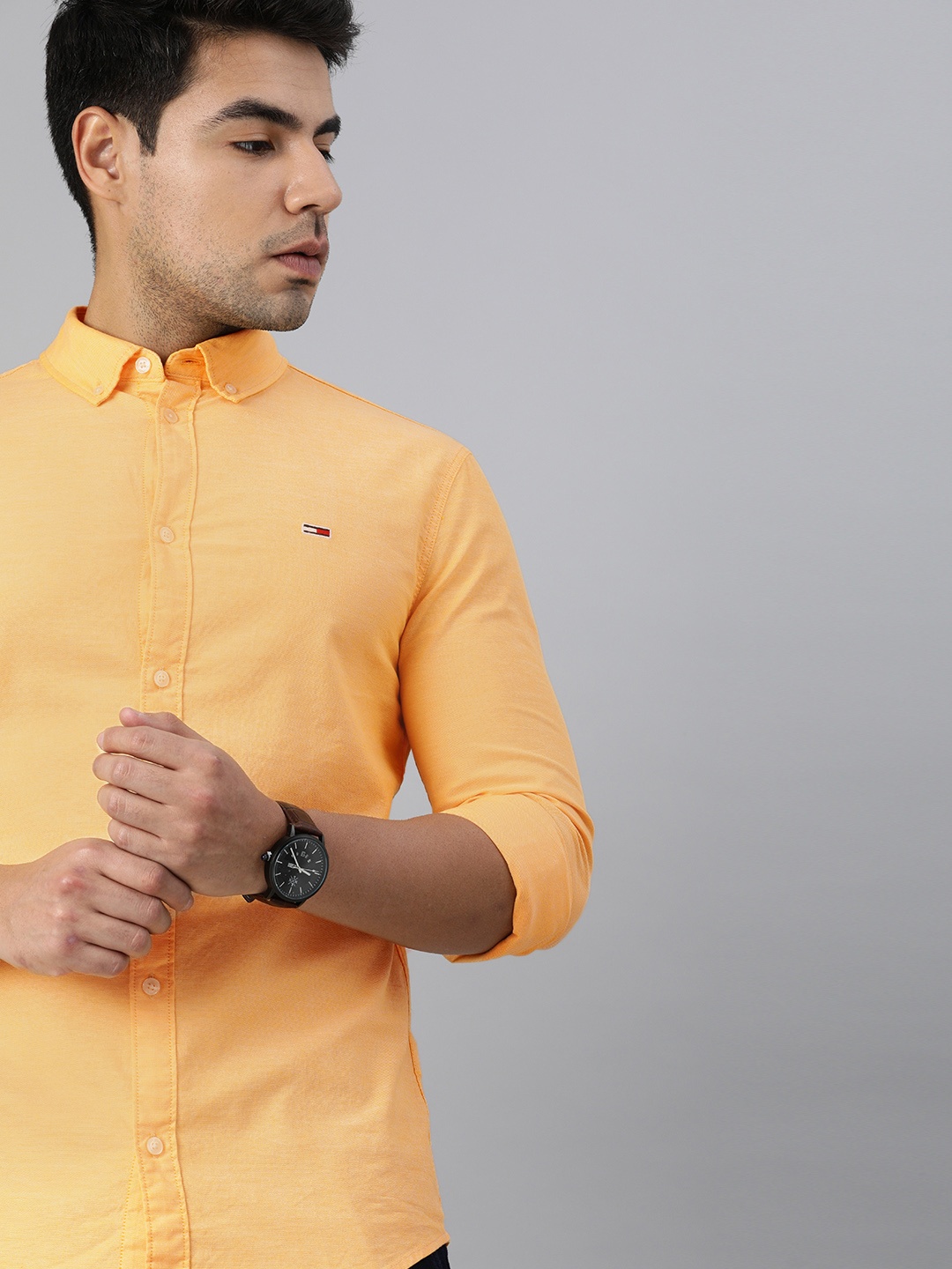 

Tommy Hilfiger Men Orange Slim Fit STRETCH OXFORD Solid Casual Shirt
