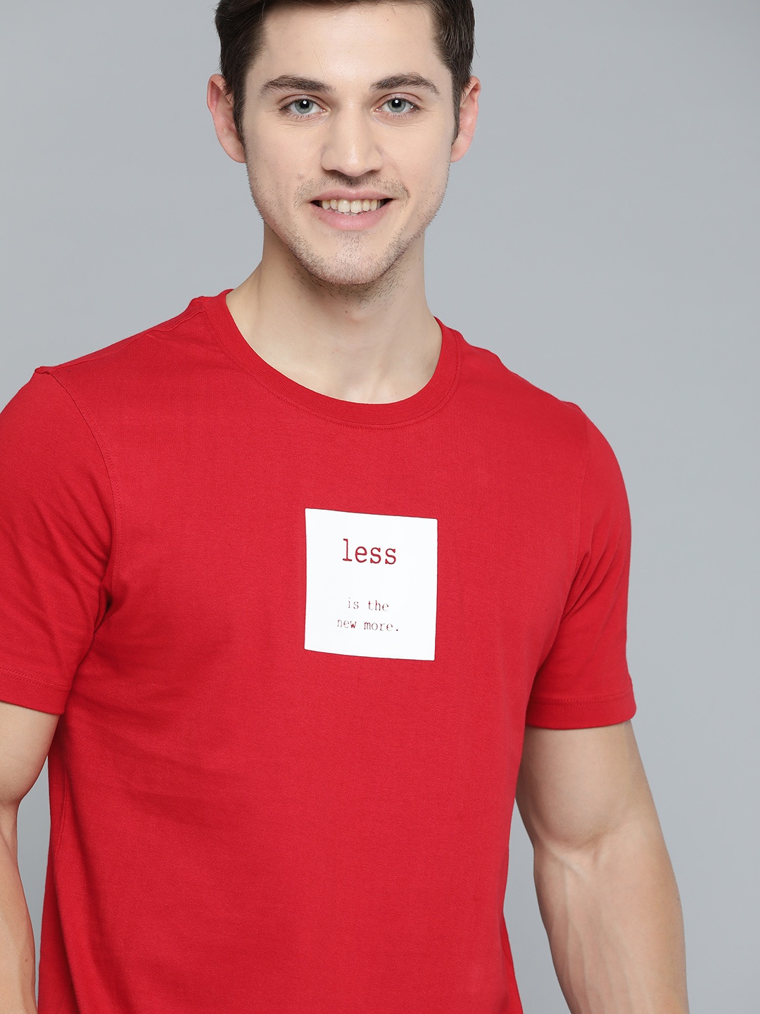 

Mast & Harbour Men Red & White Printed Round Neck Pure Cotton T-shirt