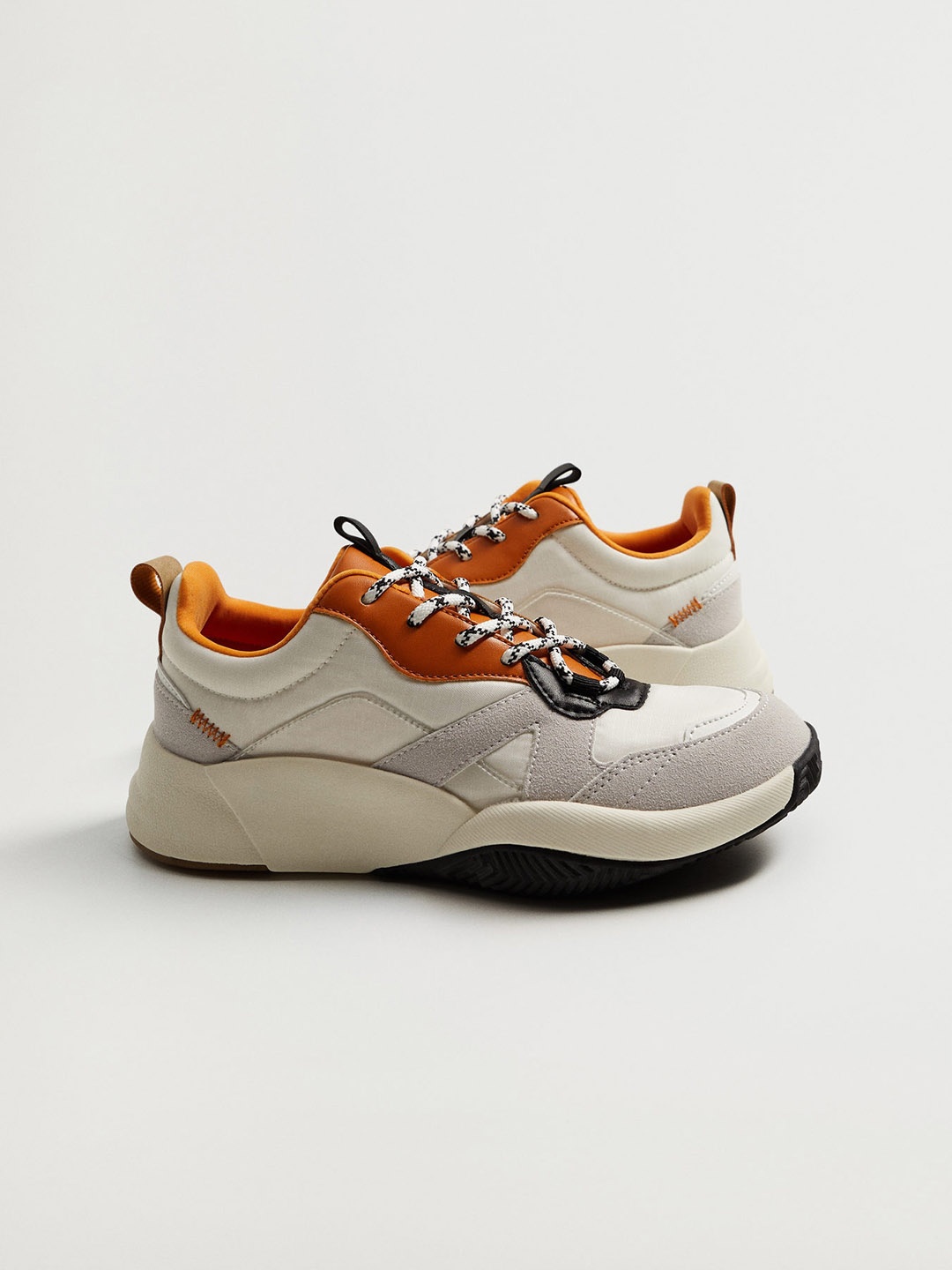 

MANGO Women Off-White & Grey Colourblocked Sneakers