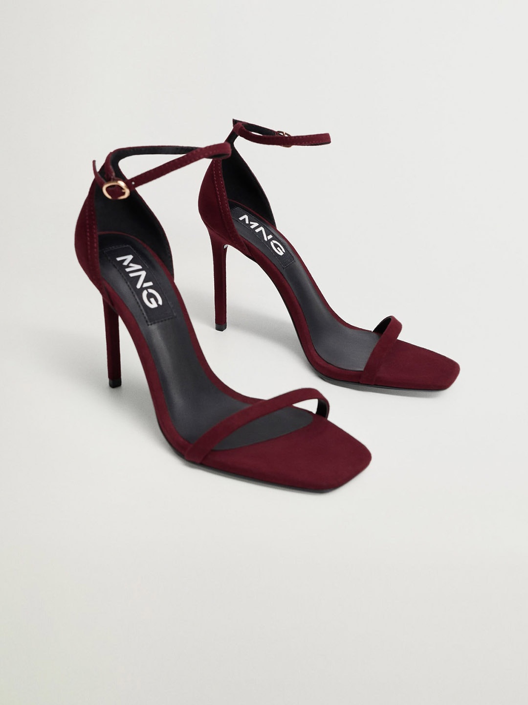 

MANGO Women Maroon Solid Open Toe Heels