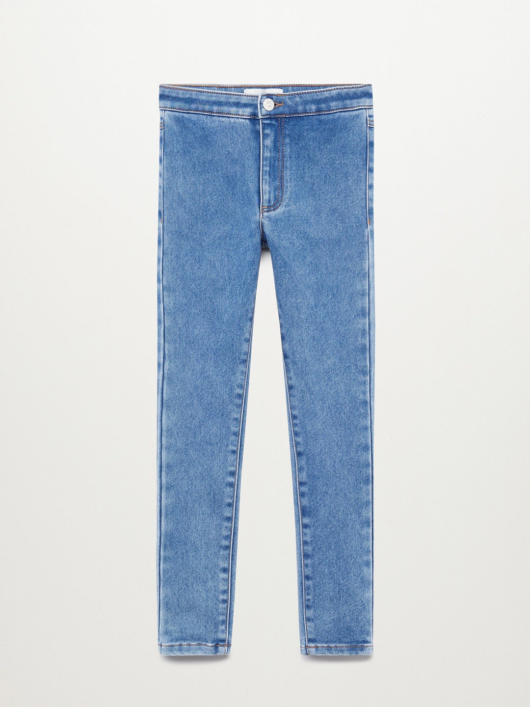 

Mango Kids Girls Blue Super Skinny Fit Mid-Rise Clean Look Sustainable Stretchable Jeans