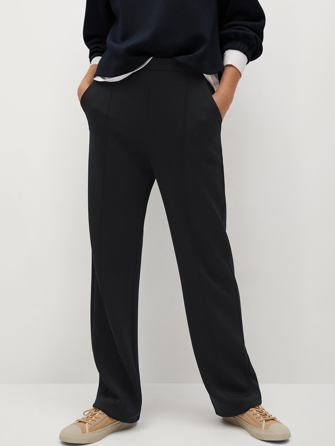 

MANGO Women Black Trousers