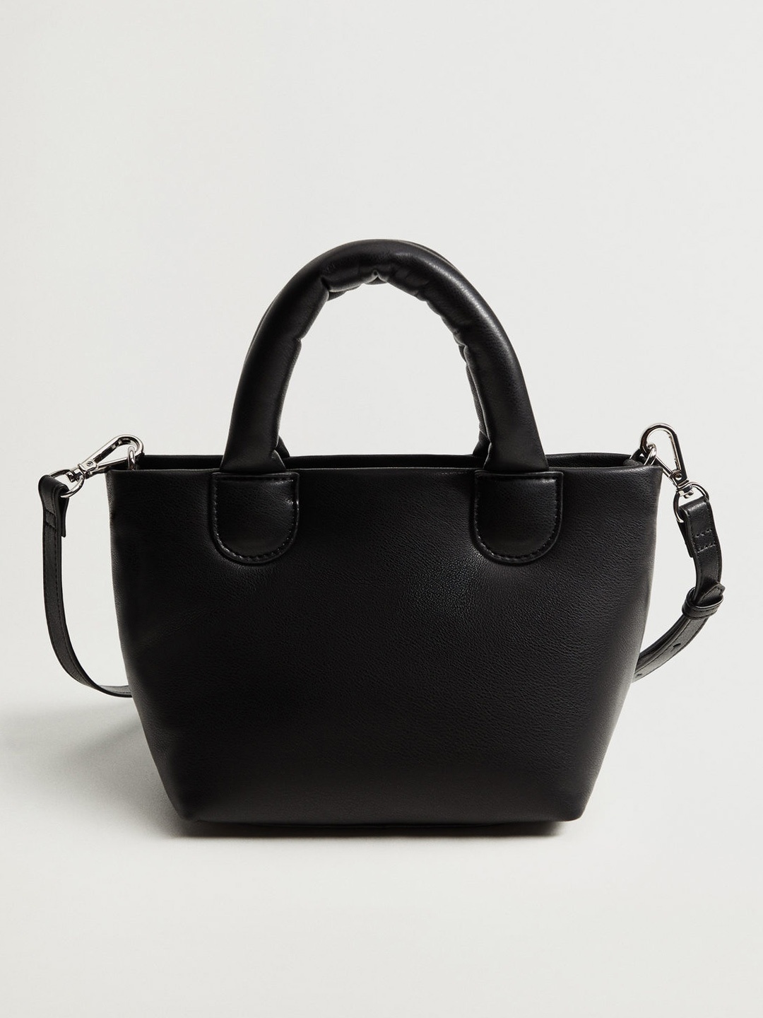 

MANGO Black Solid Handheld Bag with Detachable Sling Strap