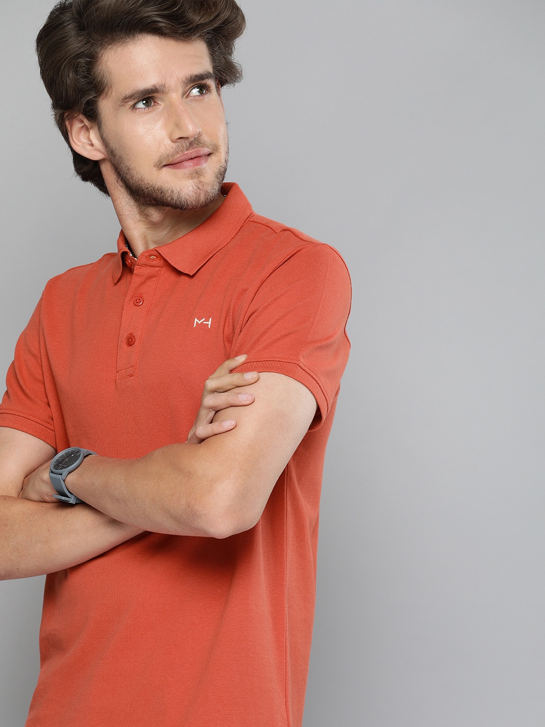 

Mast Harbour Men Coral Polo Collar Pure Cotton T-shirt