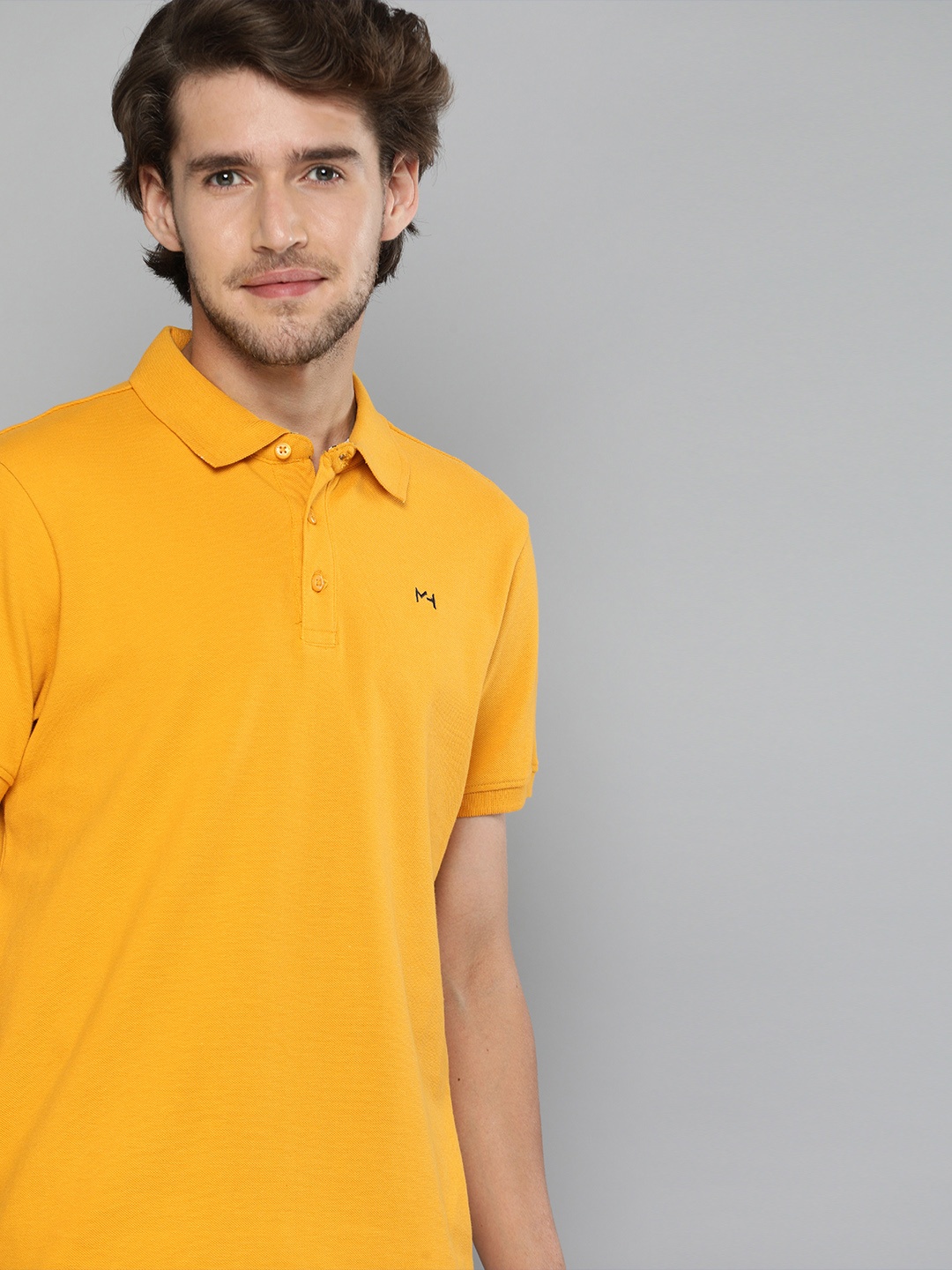 

Mast Harbour Men Yellow Polo Collar Pure Cotton T-shirt