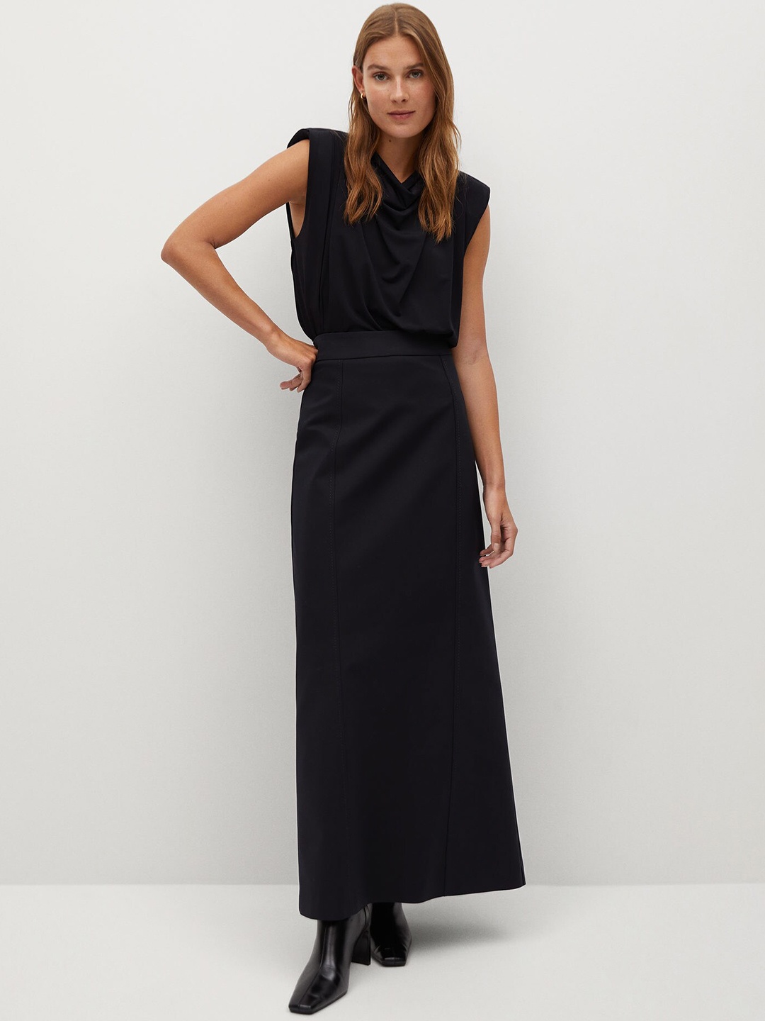 

MANGO Black Sustainable Straight Maxi Skirt