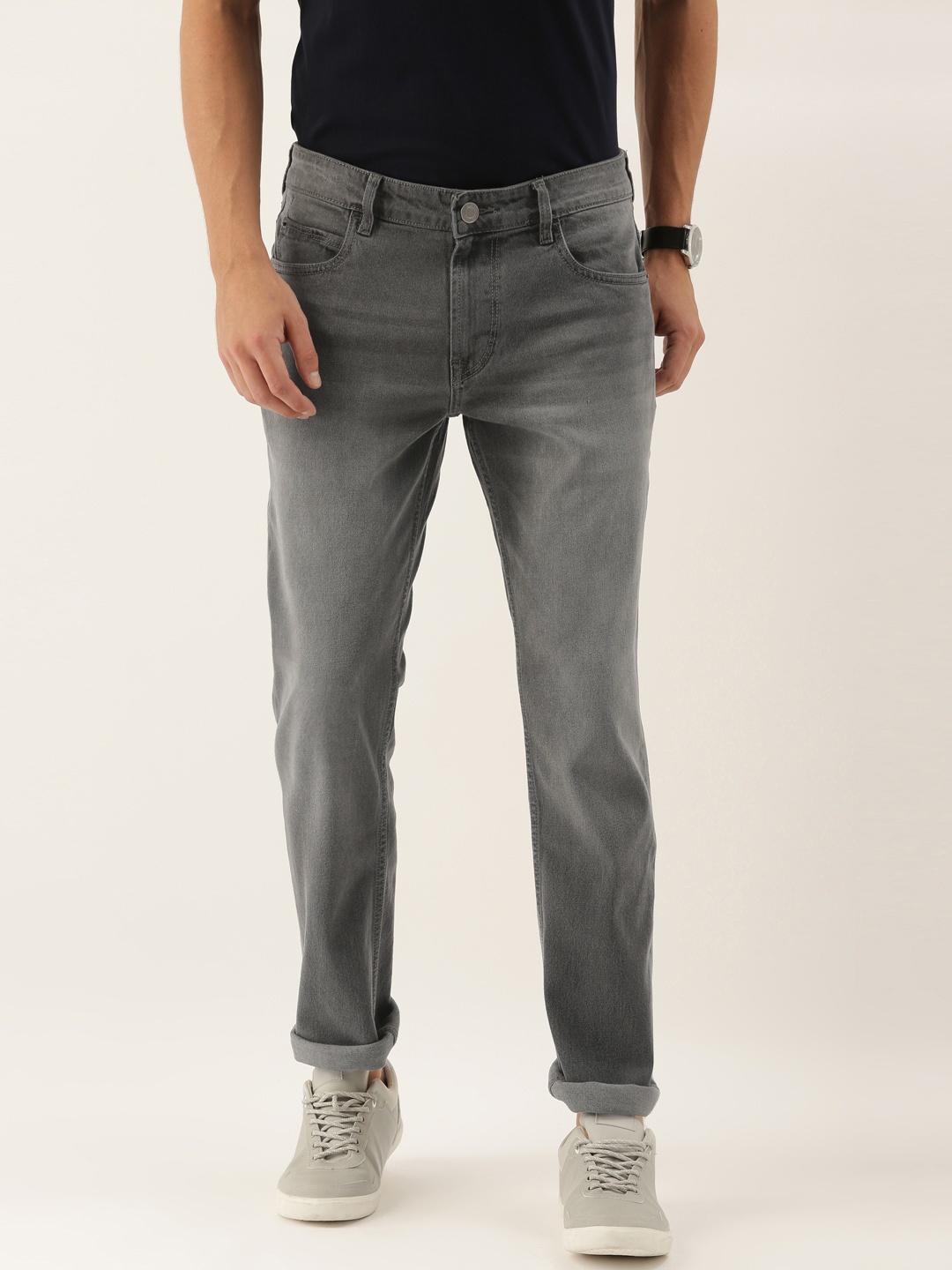 

INVICTUS Men Grey Slim Fit Light Fade Stretchable Jeans