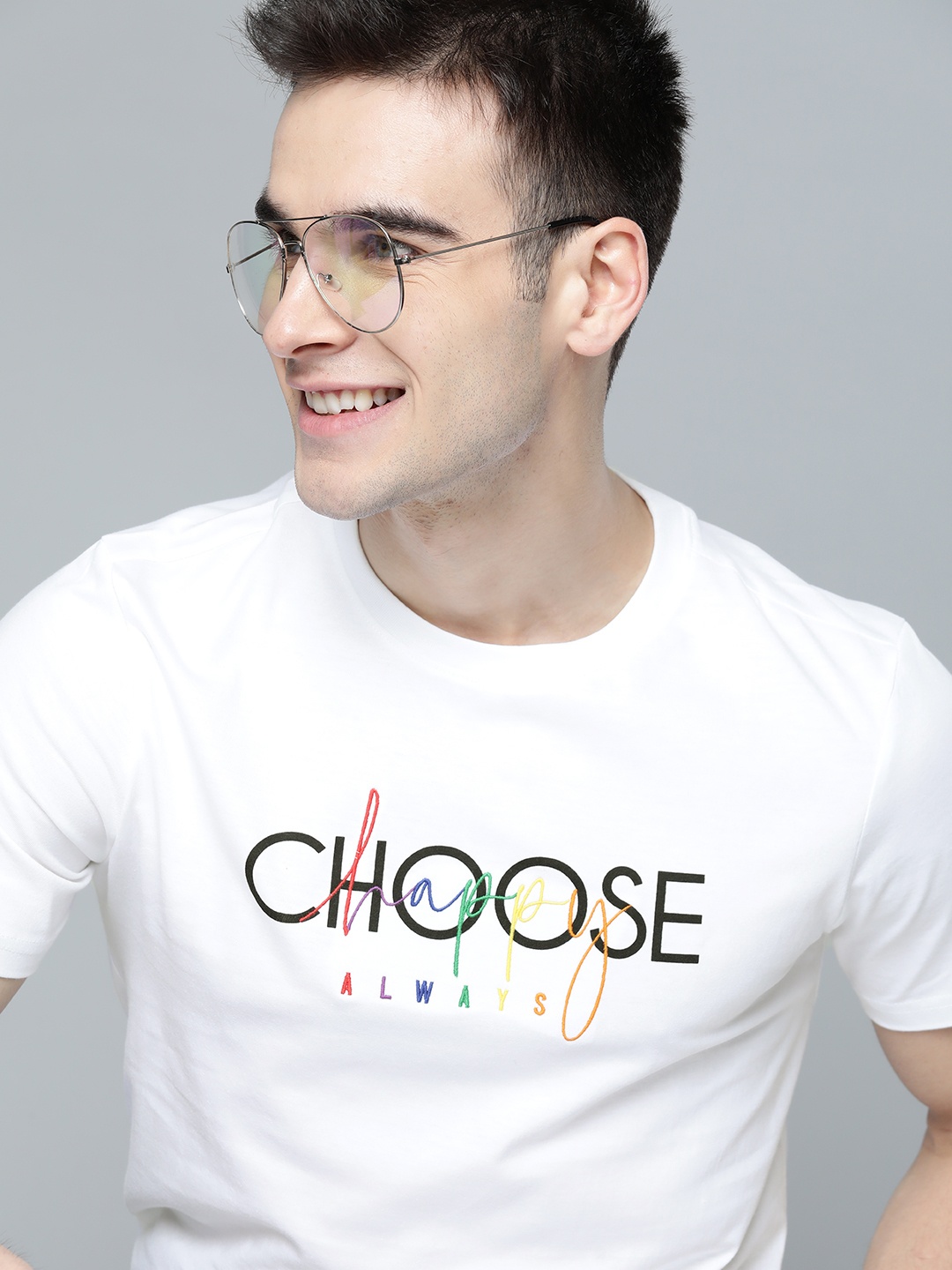 

Mast & Harbour Pride Men White & Black Pure Cotton Printed T-shirt