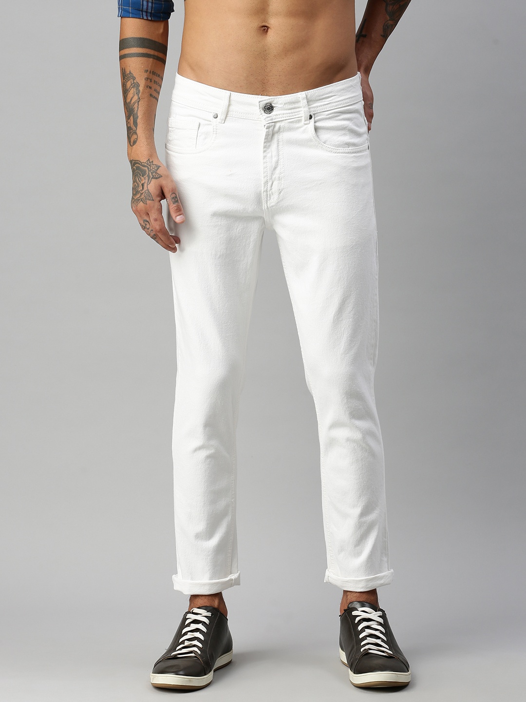 

Harvard Men White Solid Tapered Fit Stretchable Jeans