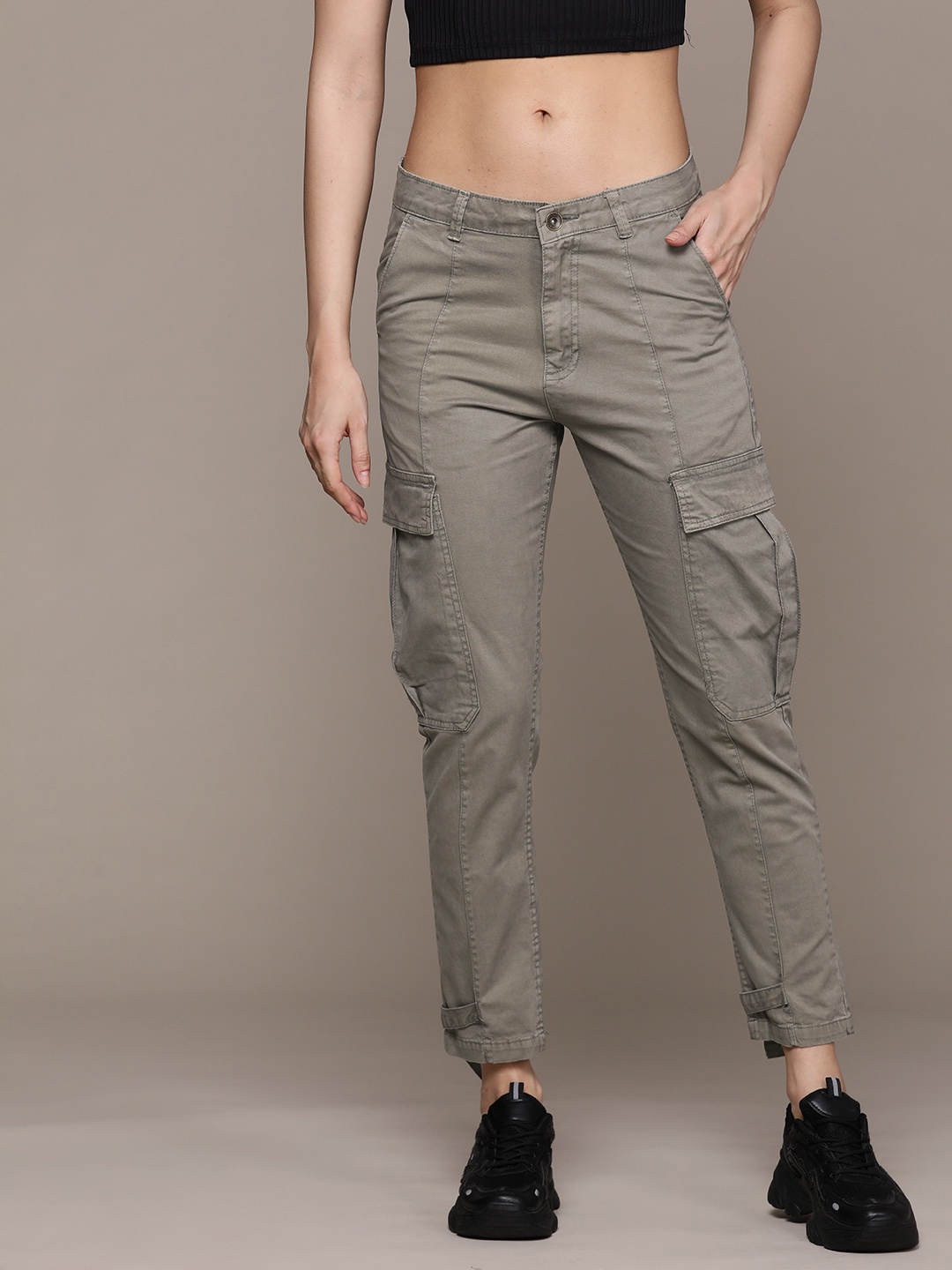 

The Roadster Lifestyle Co. Women Regular Fit Cargos, Taupe