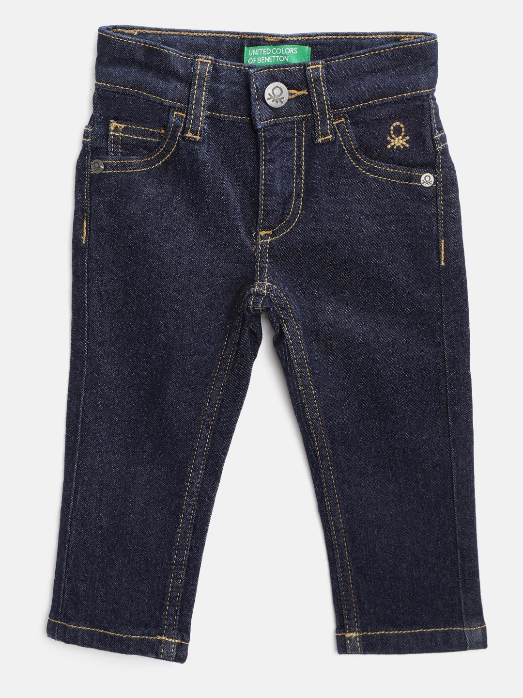 

United Colors of Benetton Boys Navy Blue Slim Fit Low-Rise Clean Look Stretchable Jeans