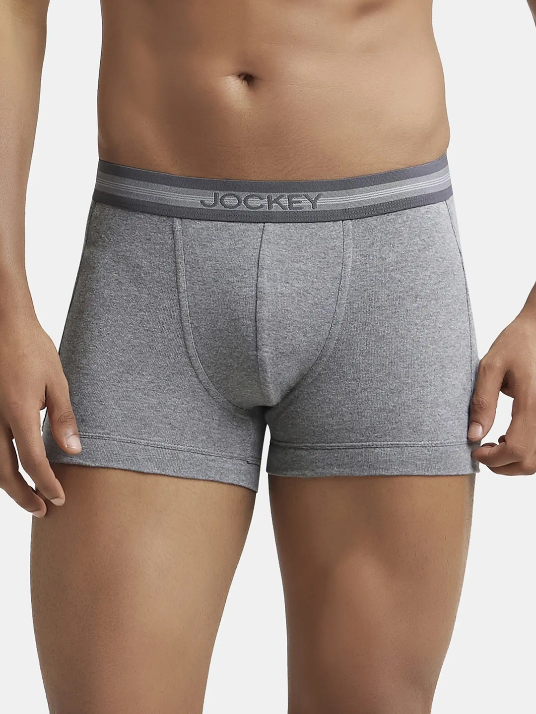 

Jockey Combed Cotton Rib Trunk with StayFresh Treatment-1015, Grey melange