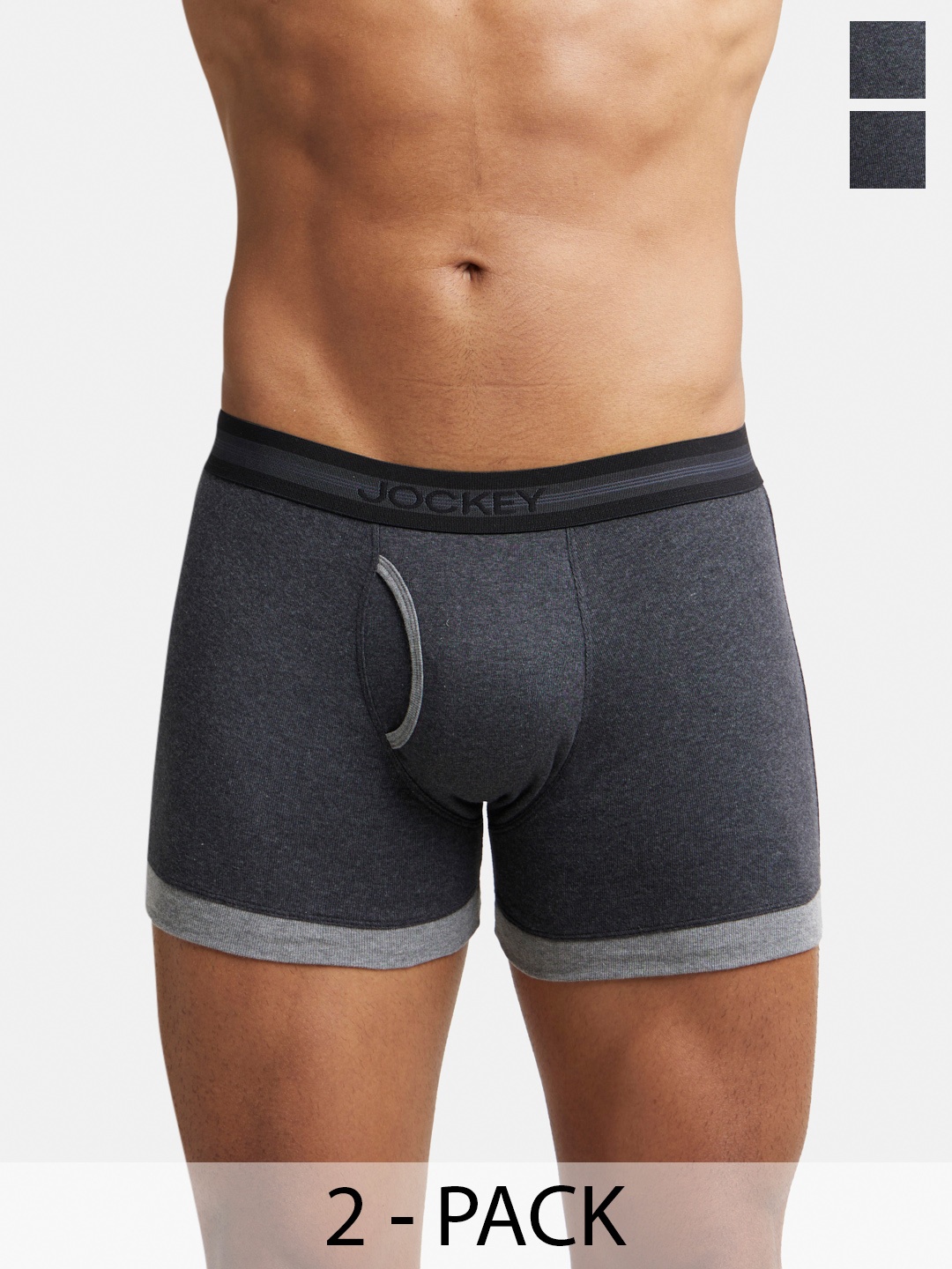

Pack Of 2 Super Combed Cotton Rib Solid Boxer Brief with StayFresh Treatment-1017, Charcoal