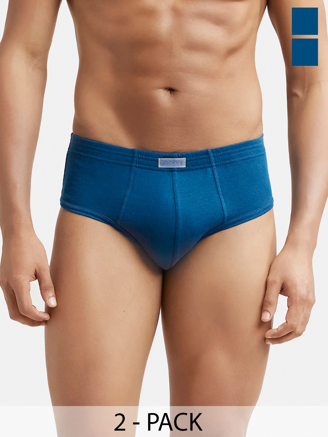 

Pack Of 2 Super Combed Cotton Rib Solid Brief with StayFresh Treatment-1009, Teal