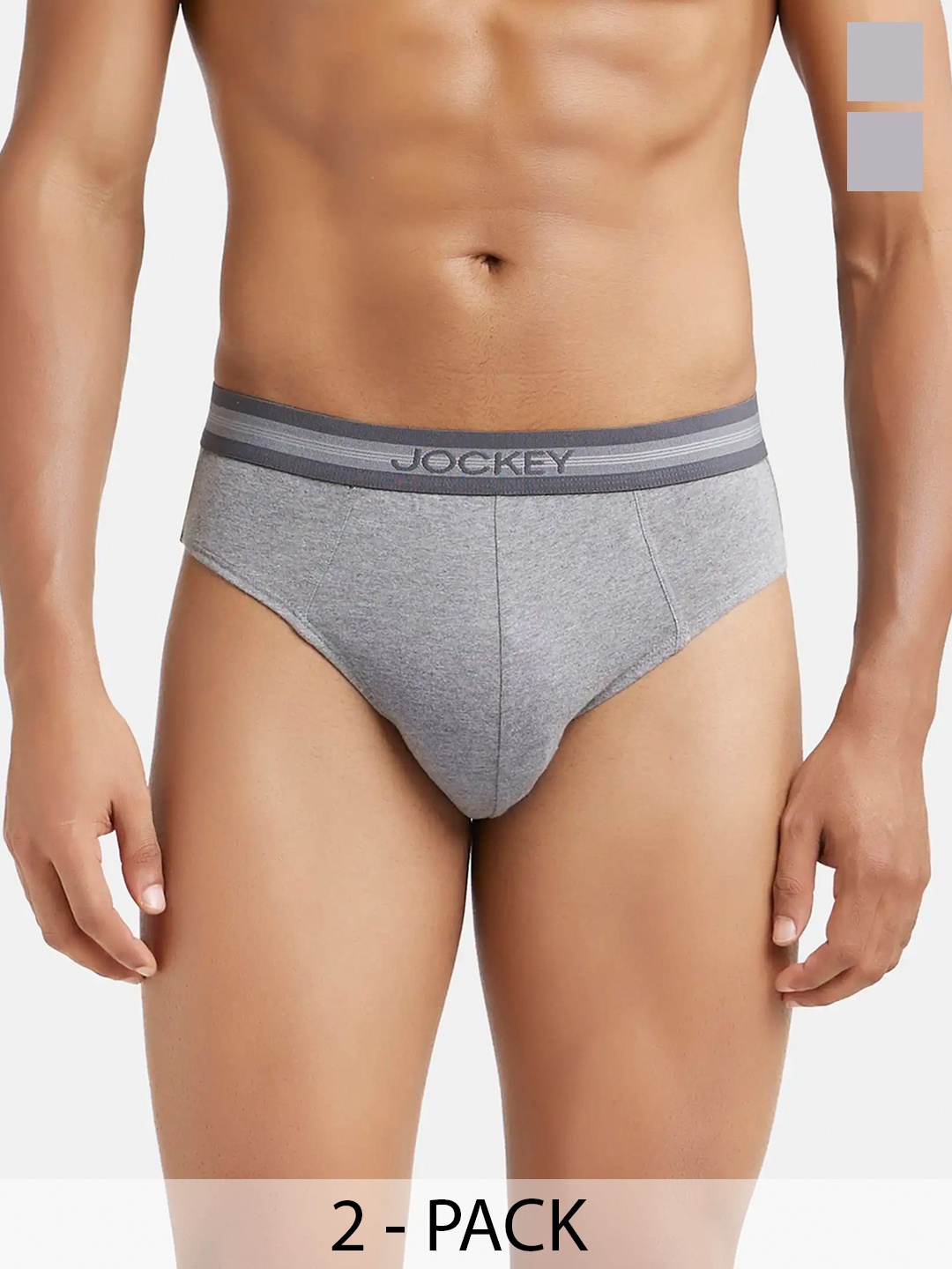 

Jockey Pack Of 2 Super Combed Cotton Brief with Stay Fresh Treatment-1010, Grey melange