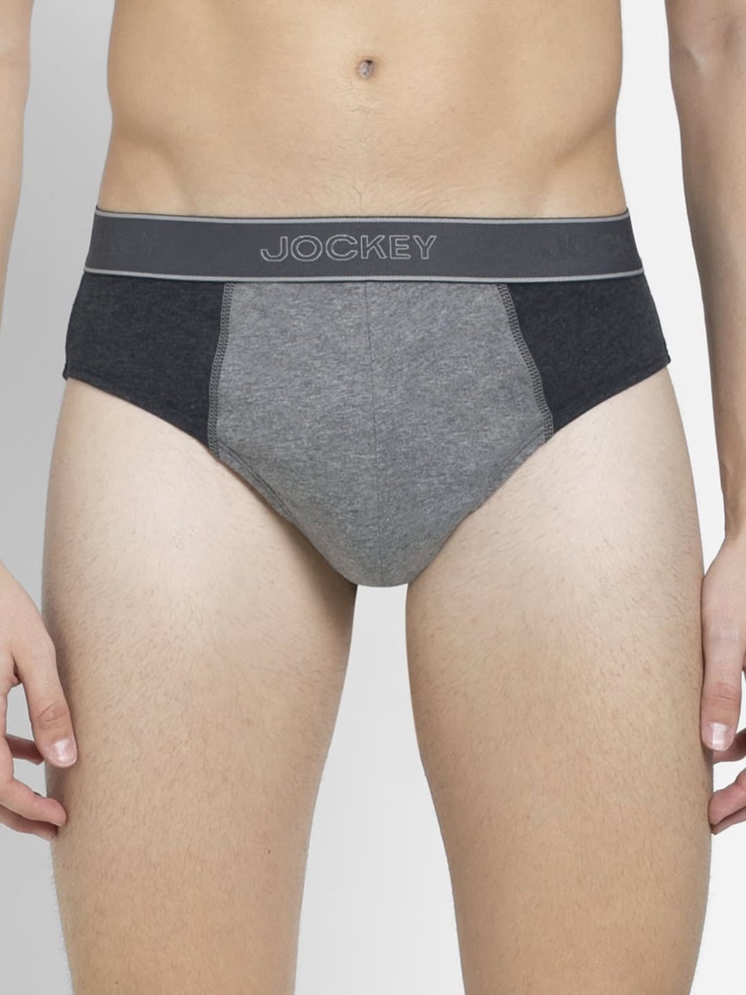 

Jockey Men Grey Super Combed Cotton Colourblocked Briefs 1011-0105