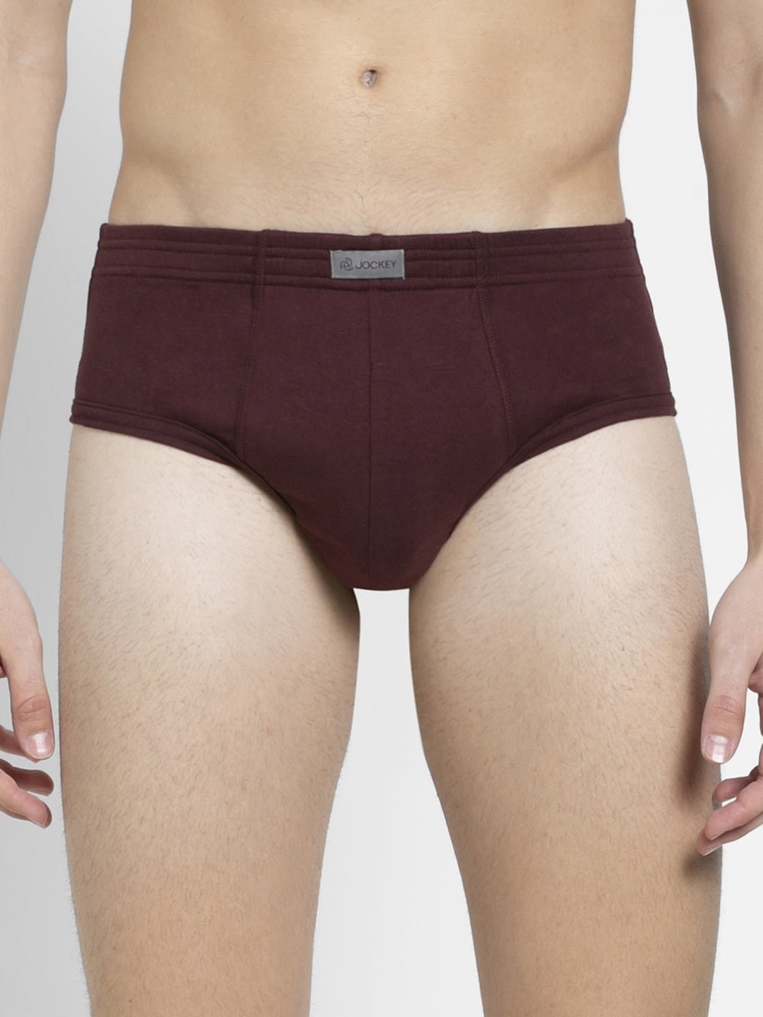 

Jockey Men Super Combed Cotton Rib Solid Brief with Stay Fresh Properties 1009-0105, Burgundy