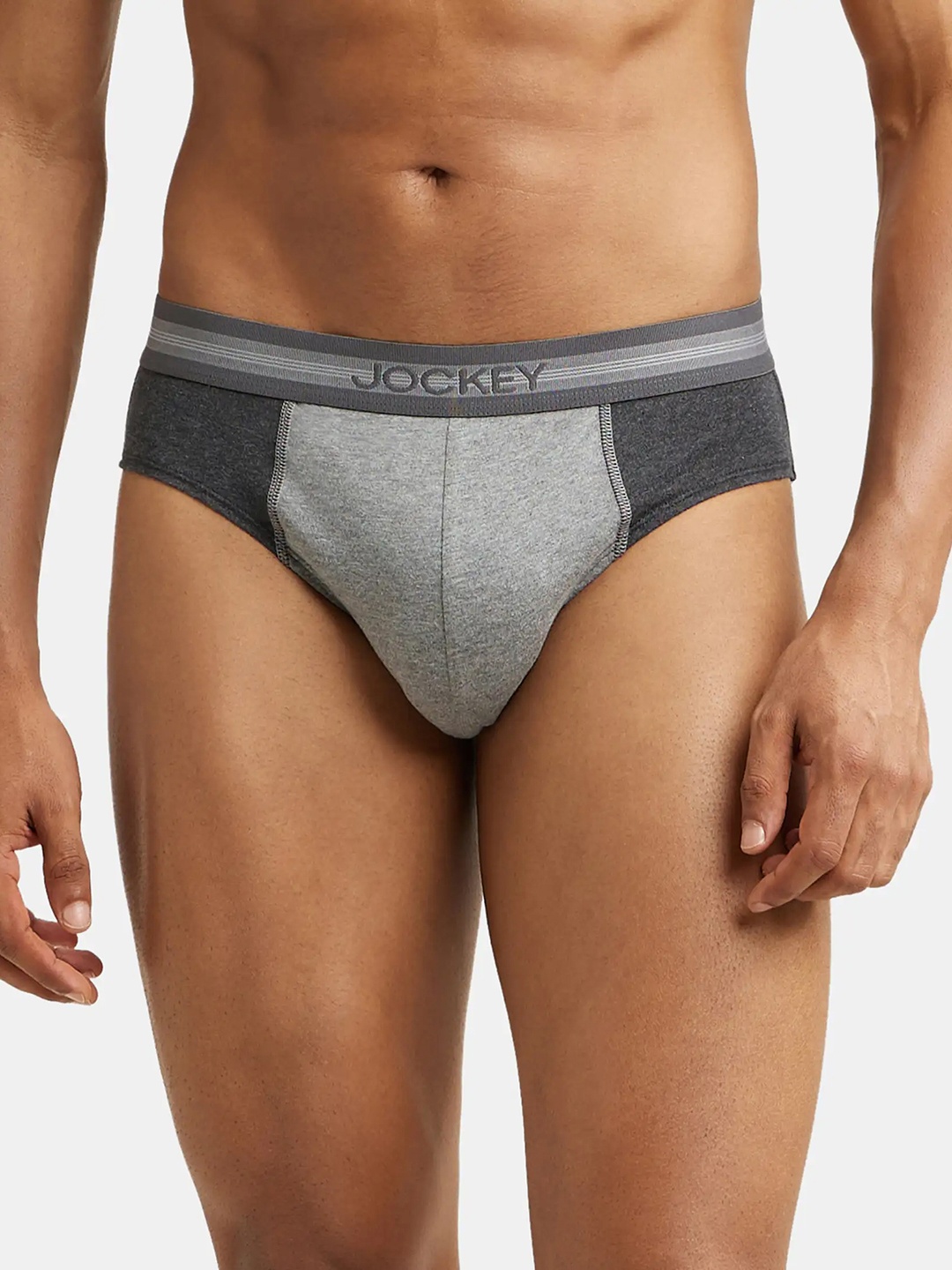 

Jockey Men Grey Super Combed Cotton Colourblocked Briefs 1011-0105