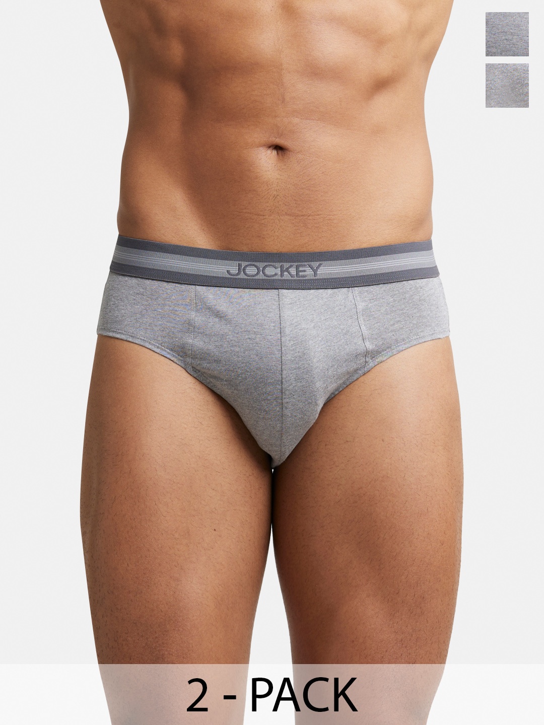 

Jockey Pack Of 2 Super Combed Cotton Brief with Stay Fresh Treatment-1010, Grey melange