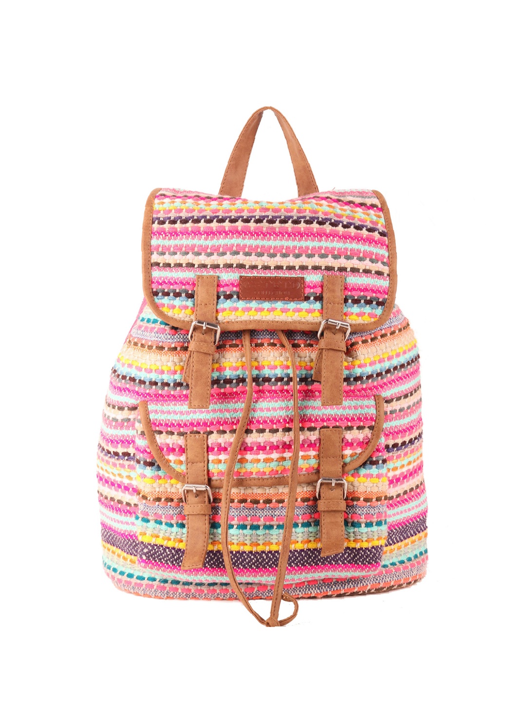 

ASTRID Women Pink & Brown Textured Sustainable Backpack