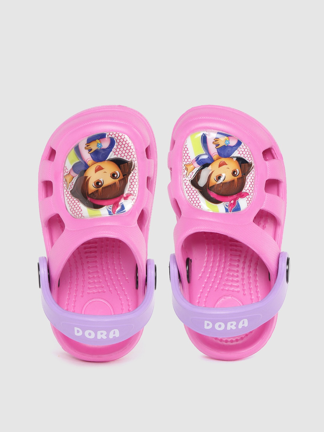 

toothless Girls Pink & Lavender Dora Printed Clogs