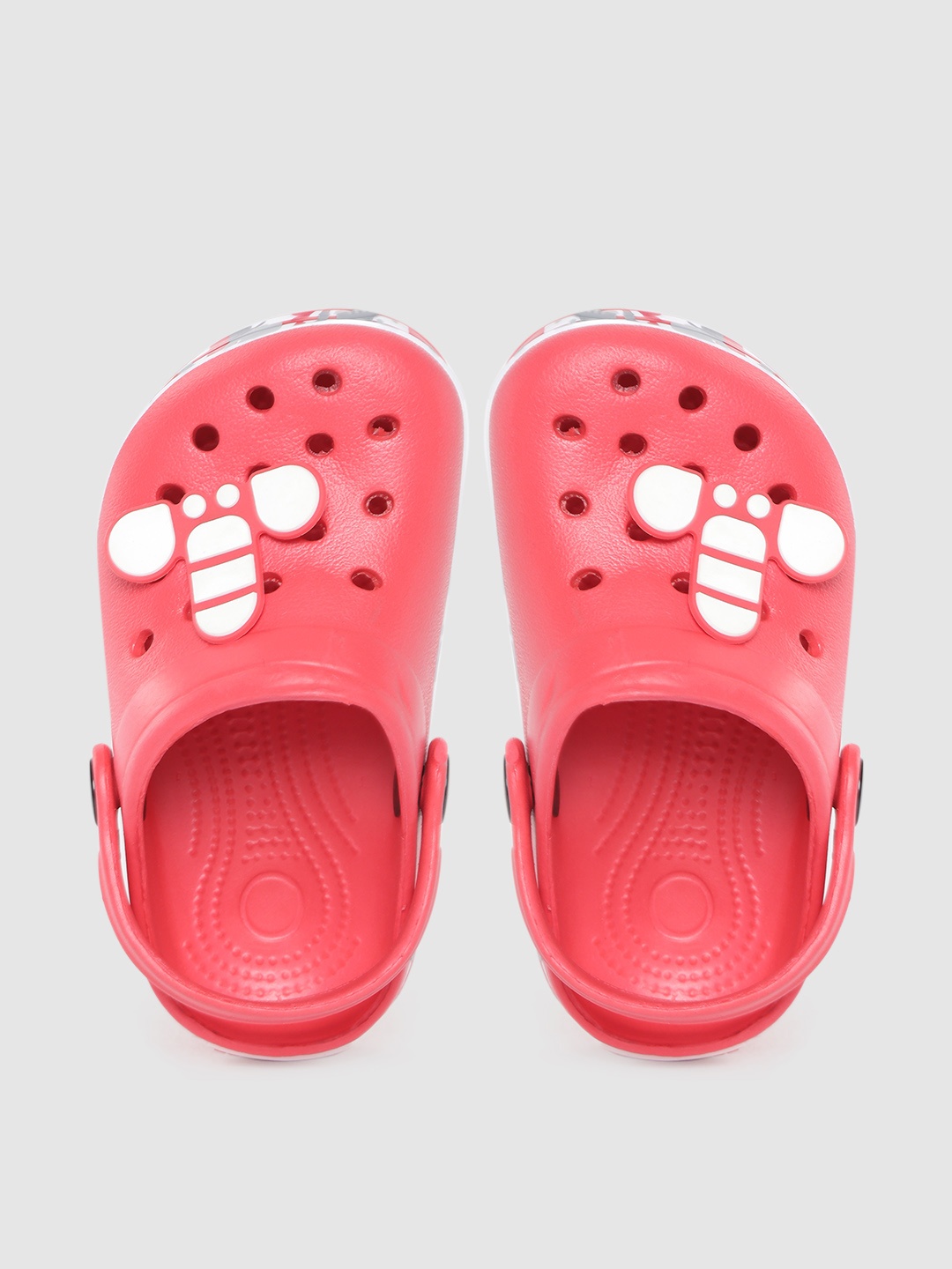 

toothless Boys Red Perforated Clogs with Shoe Charm