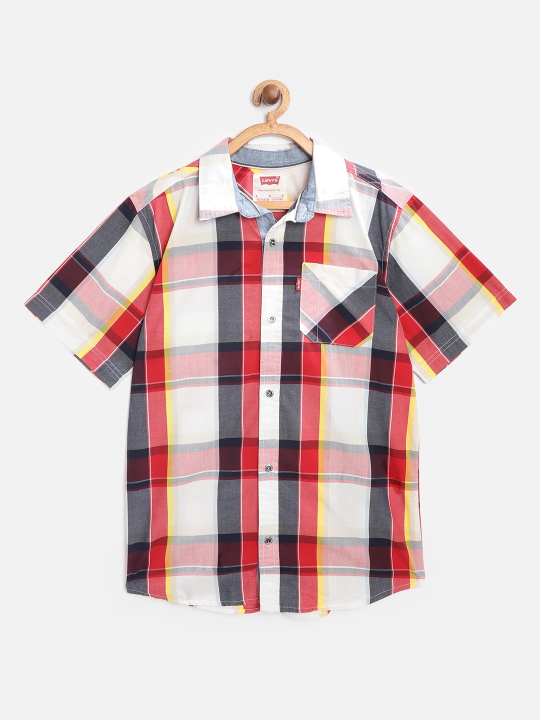 

Levis Boys White & Red Regular Fit Pure Cotton Checked Casual Shirt
