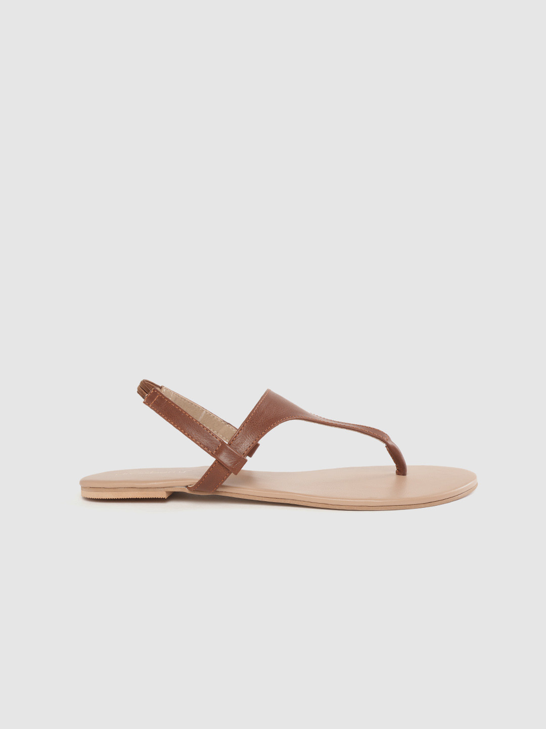

DressBerry Women Brown Solid T-Strap Flats