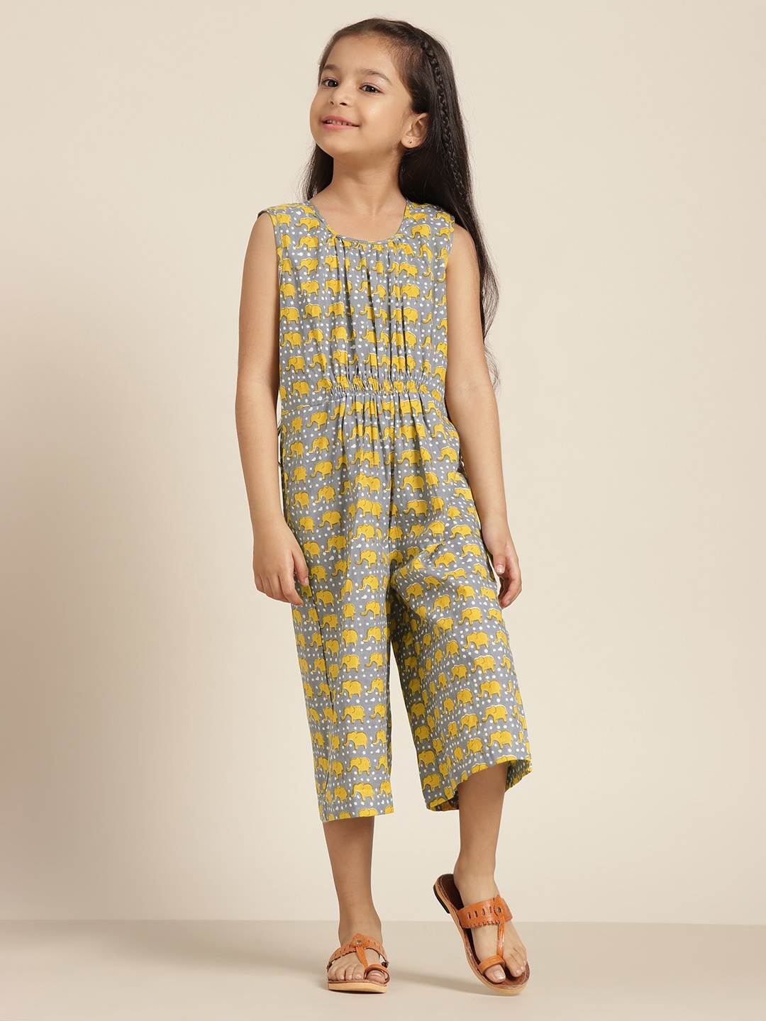 

Sangria Women Alluring Grey Printed Ethnic Jumpsuit