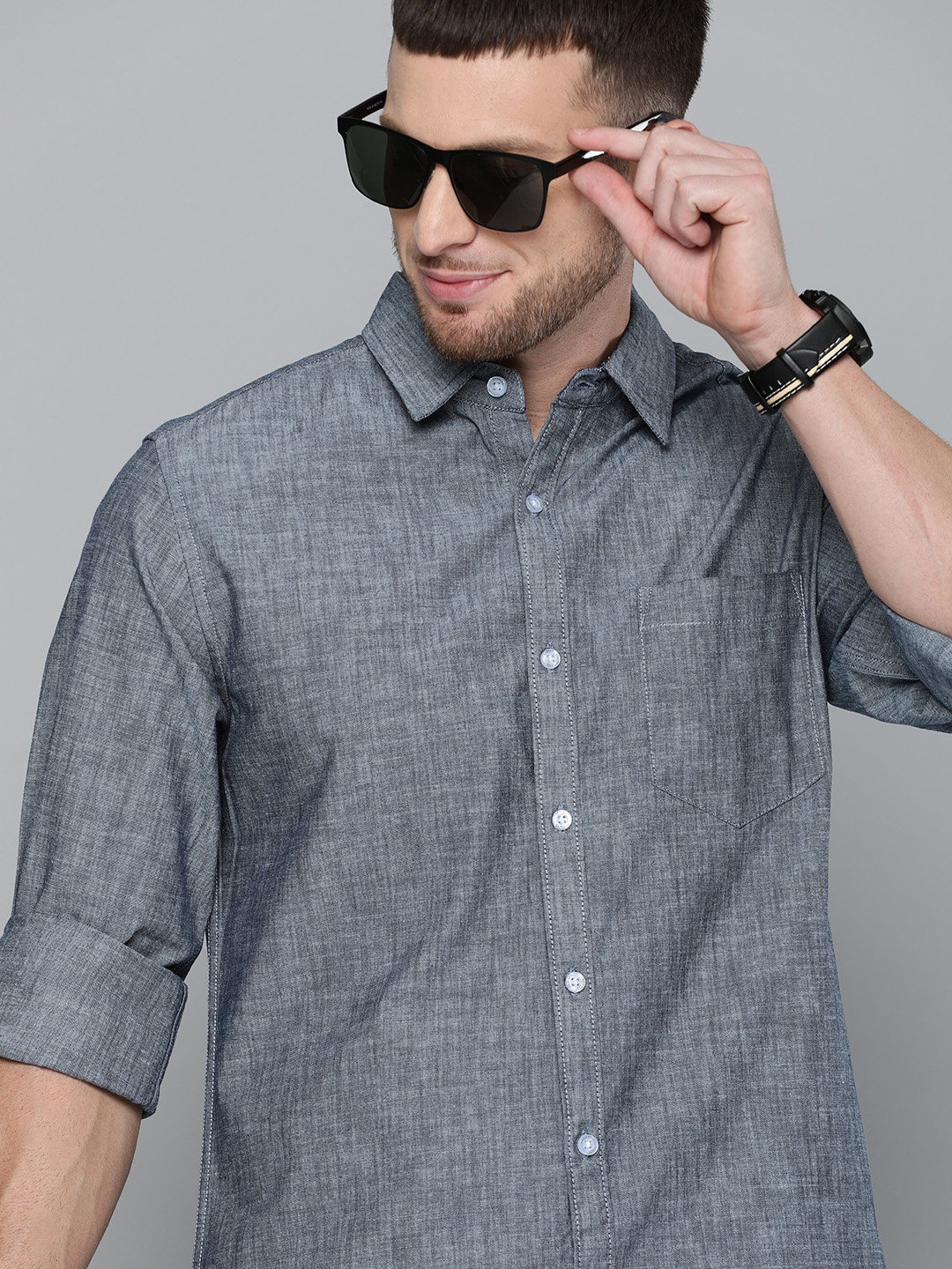 

Harvard Men Grey Regular Fit Solid Casual Shirt