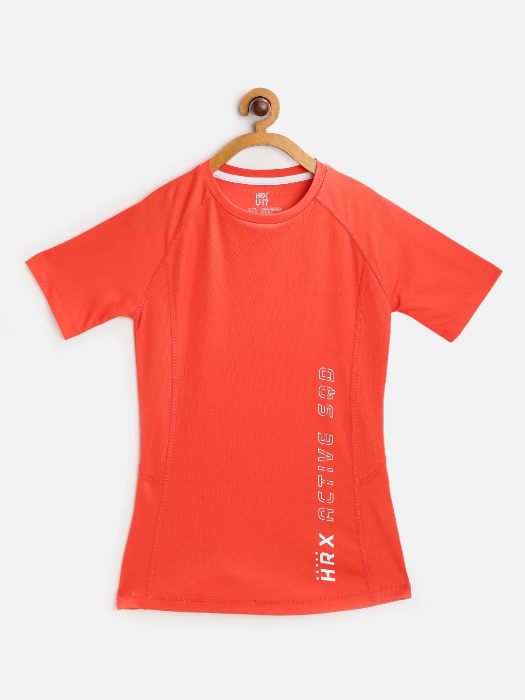 

HRX By Hrithik Roshan U-17 Girls Fiesta Solid Lycra Rapid-Dry Antimicrobial Active T-shirt, Orange
