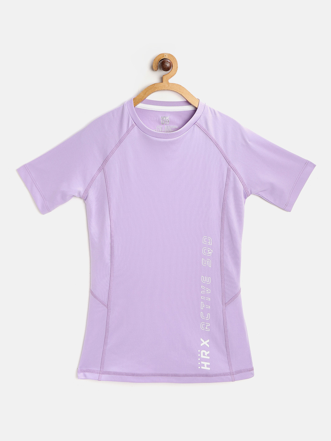 

HRX By Hrithik Roshan U-17 Girls Lavender Solid Rapid-Dry Antimicrobial Active Tshirt