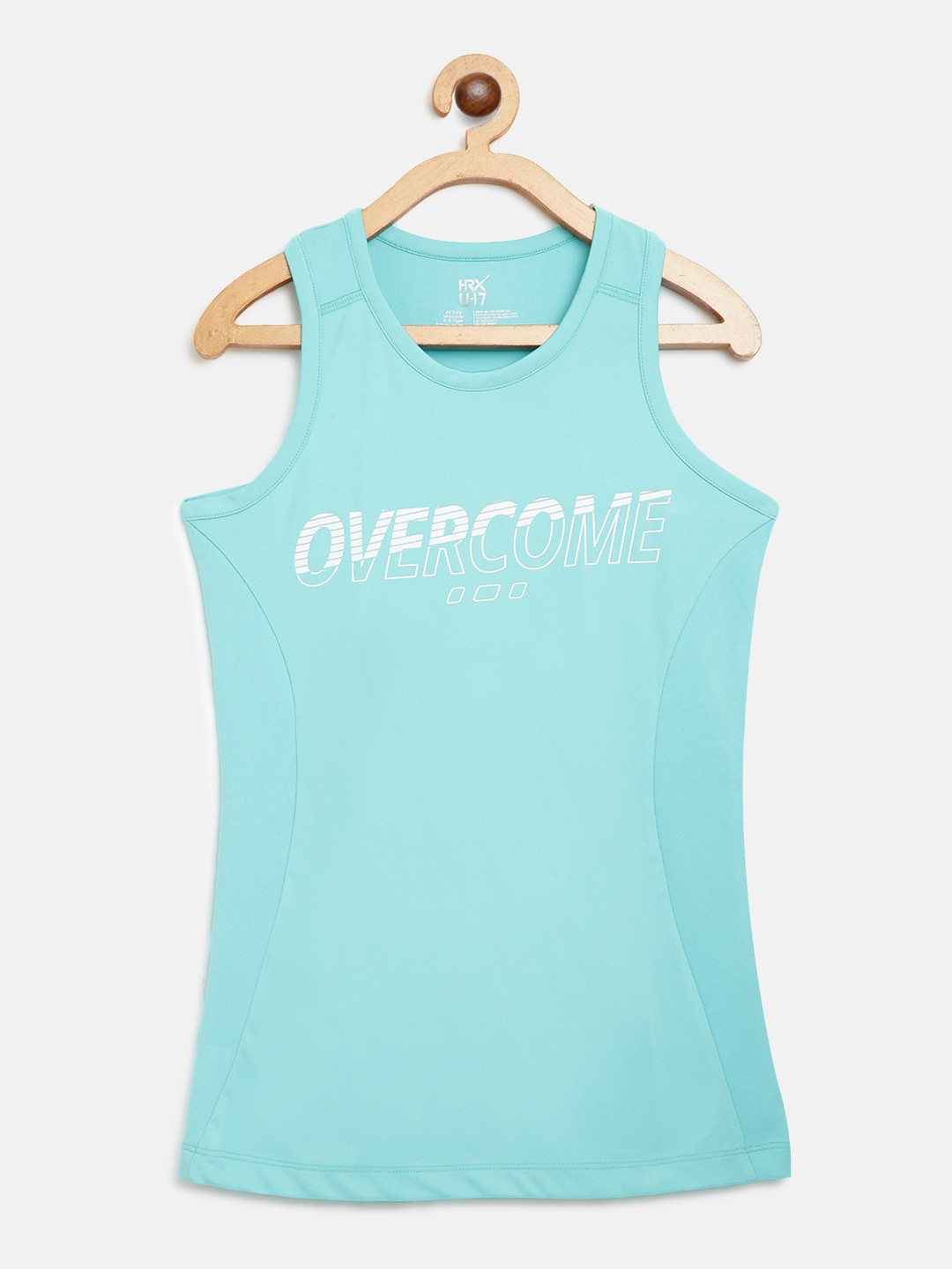 

HRX By Hrithik Roshan U-17 Girls Turquoise Solid Lycra Rapid-Dry Active T-shirt, Turquoise blue