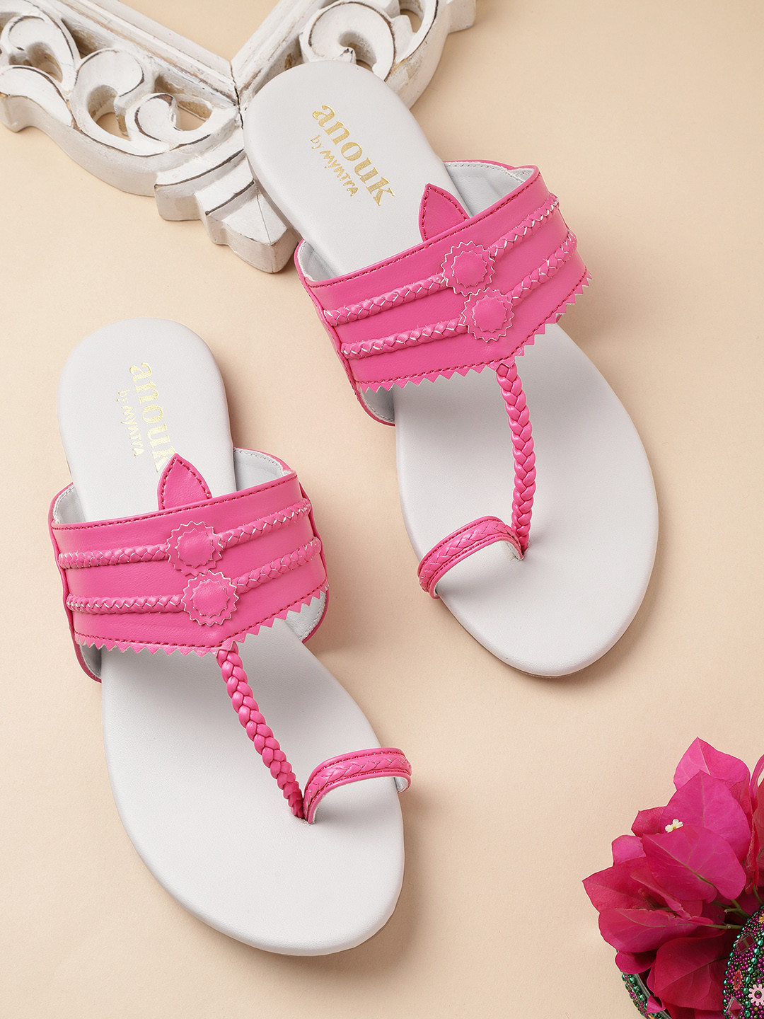 

Anouk Women Pink Braided One Toe Flats