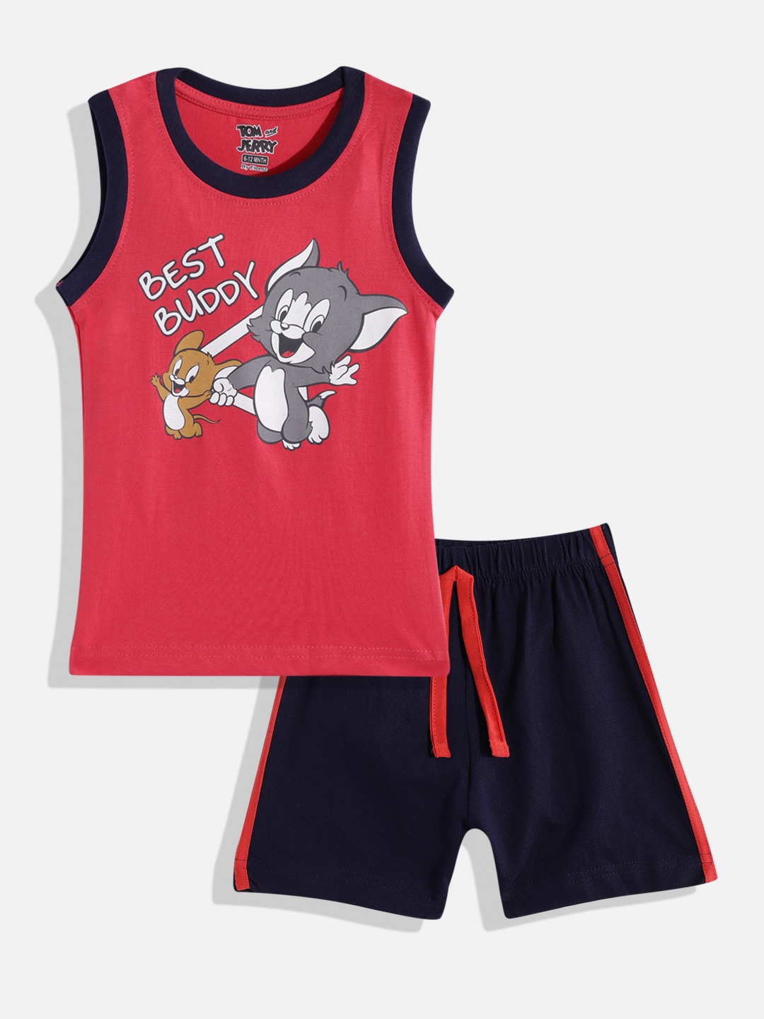 

Eteenz Infant Boys Tom & Jerry Print Premium Cotton T-shirt & Shorts, Red